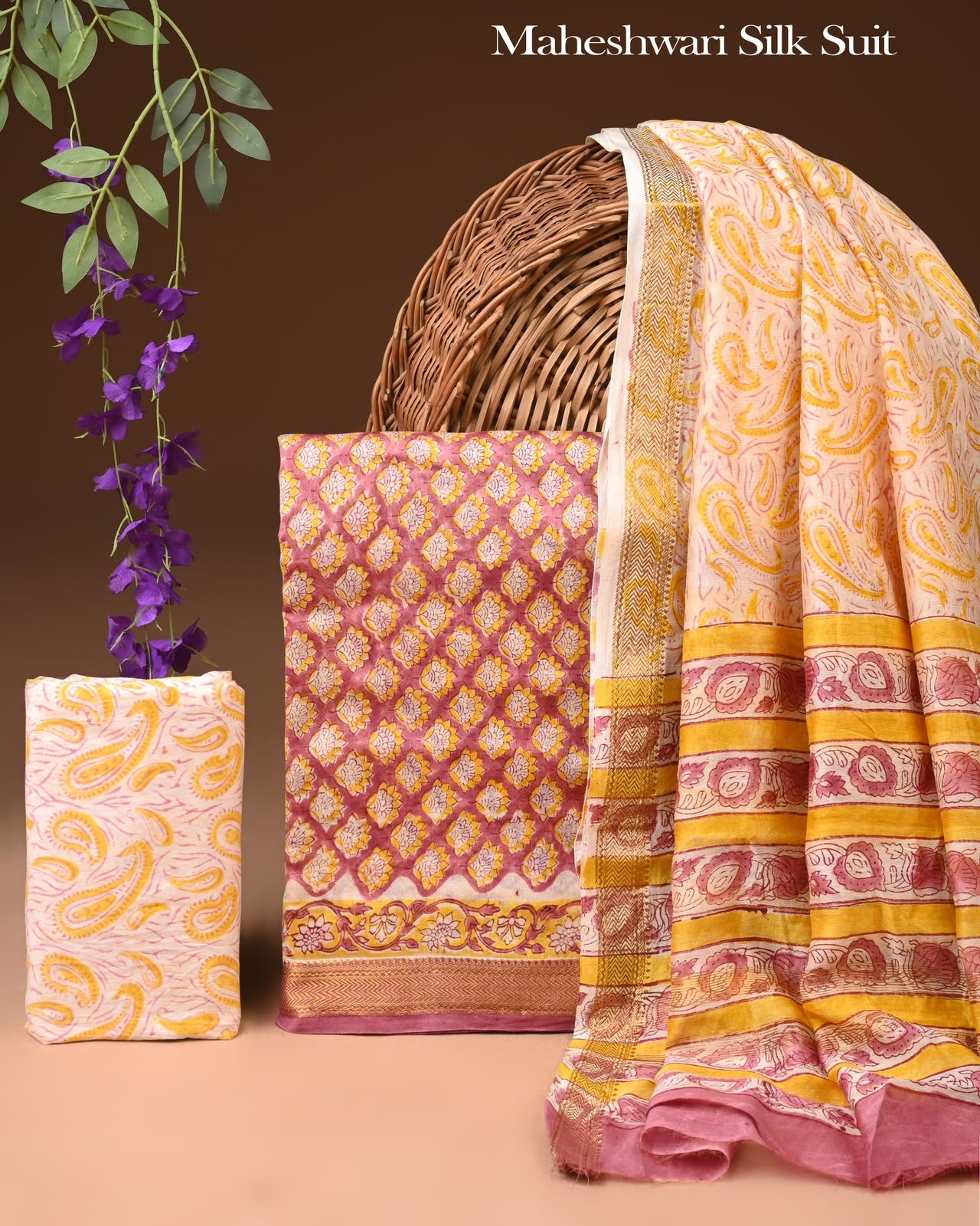 Maheshwari Block Printed Suit
