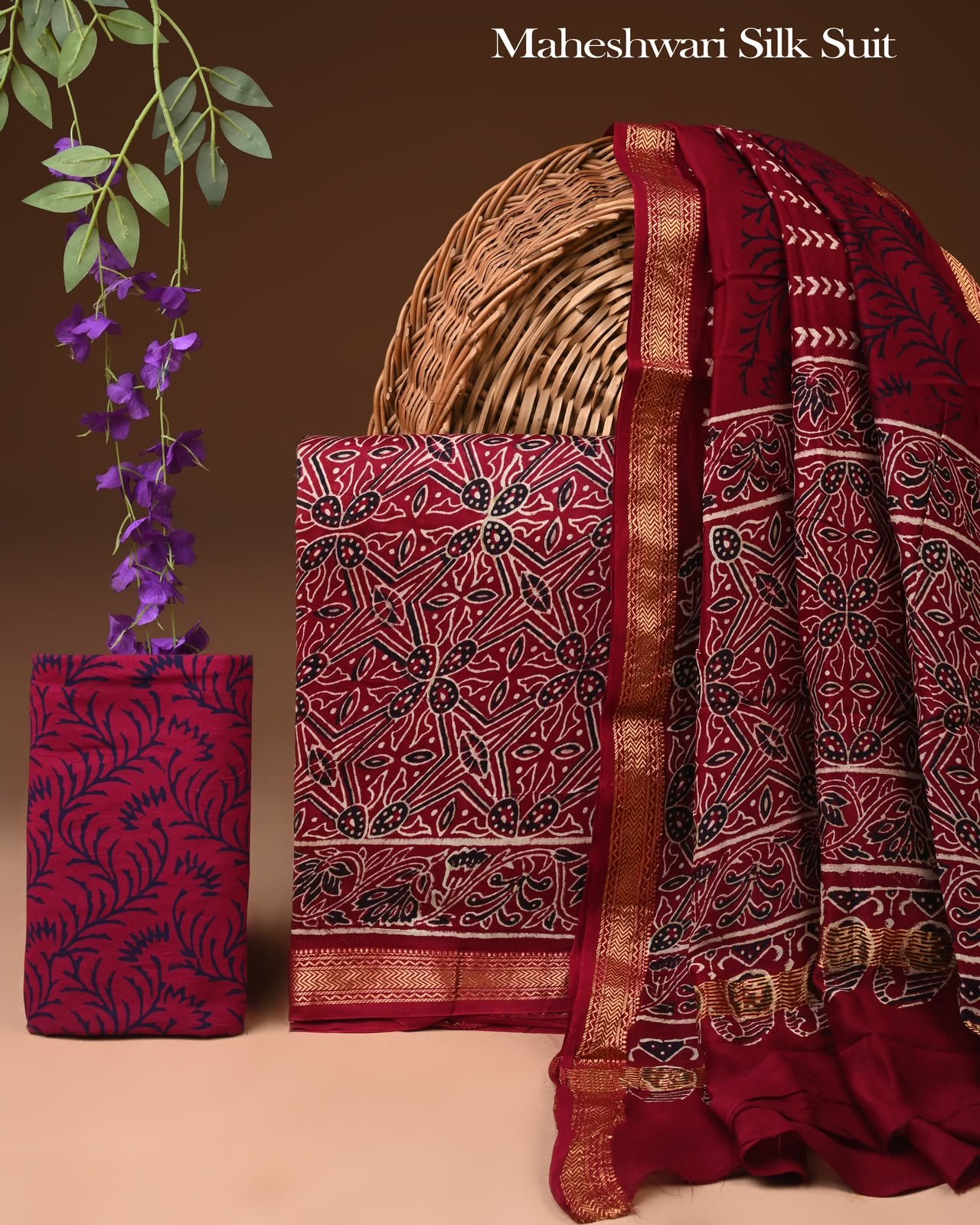 Maheshwari Block Printed Suit