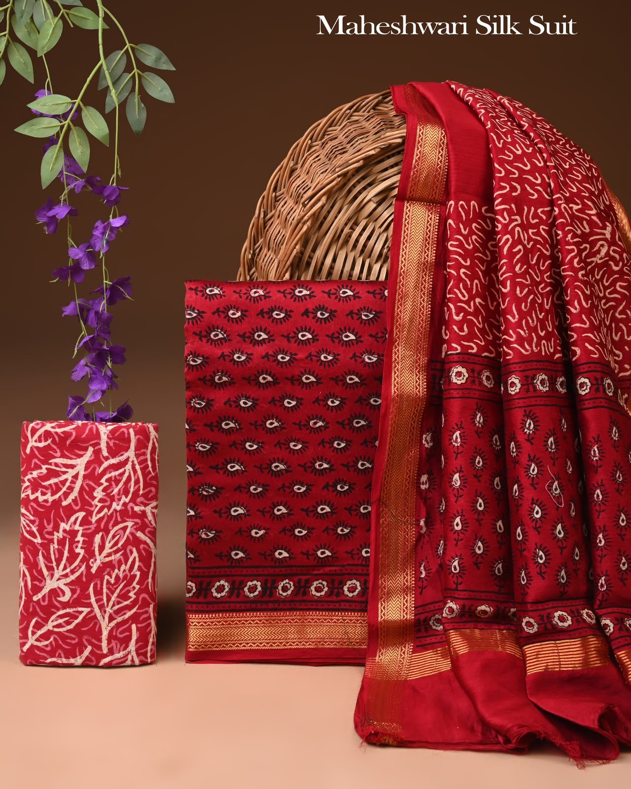 Maheshwari Block Printed Suit