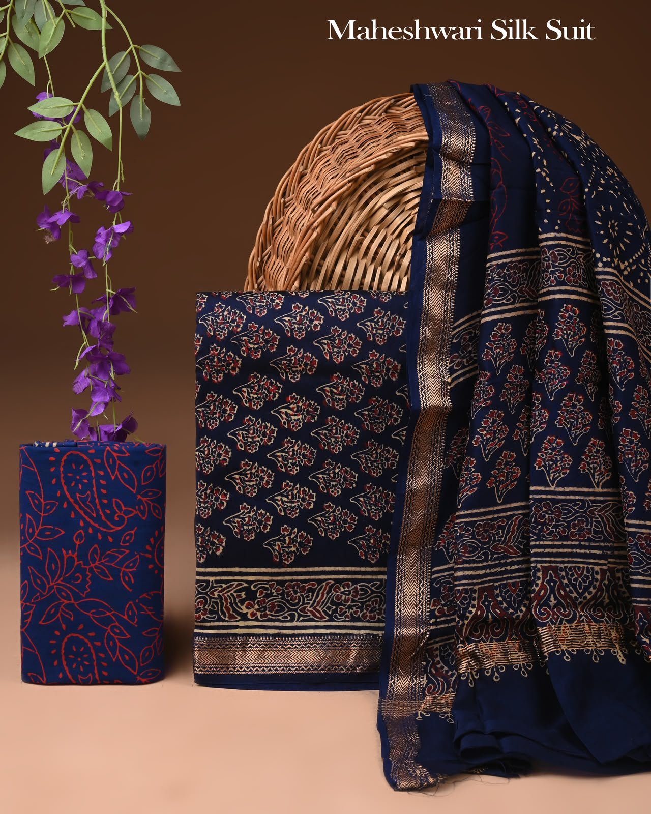 Maheshwari Block Printed Suit