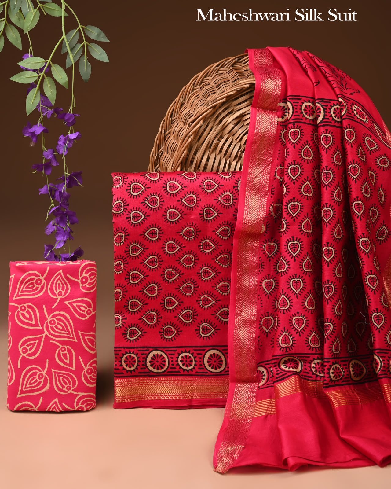 Maheshwari Block Printed Suit