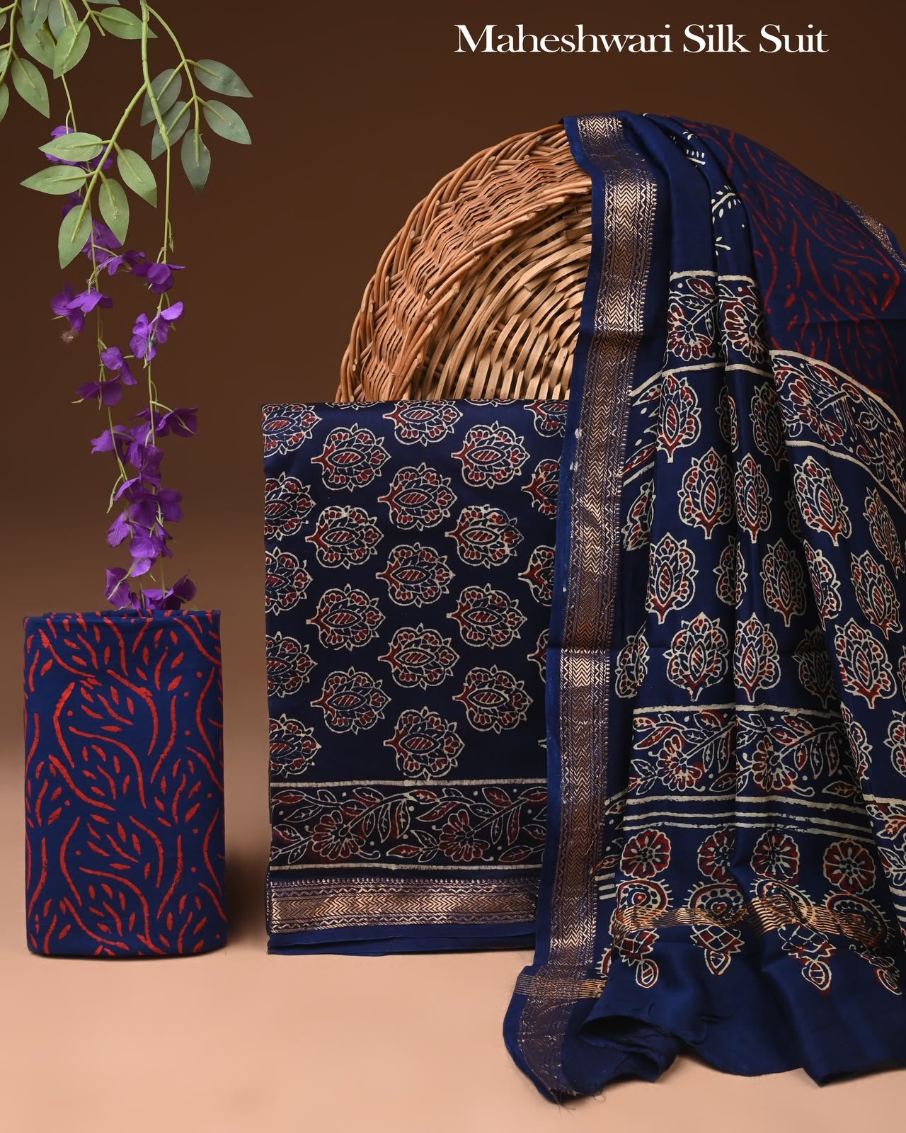 Maheshwari Block Printed Suit