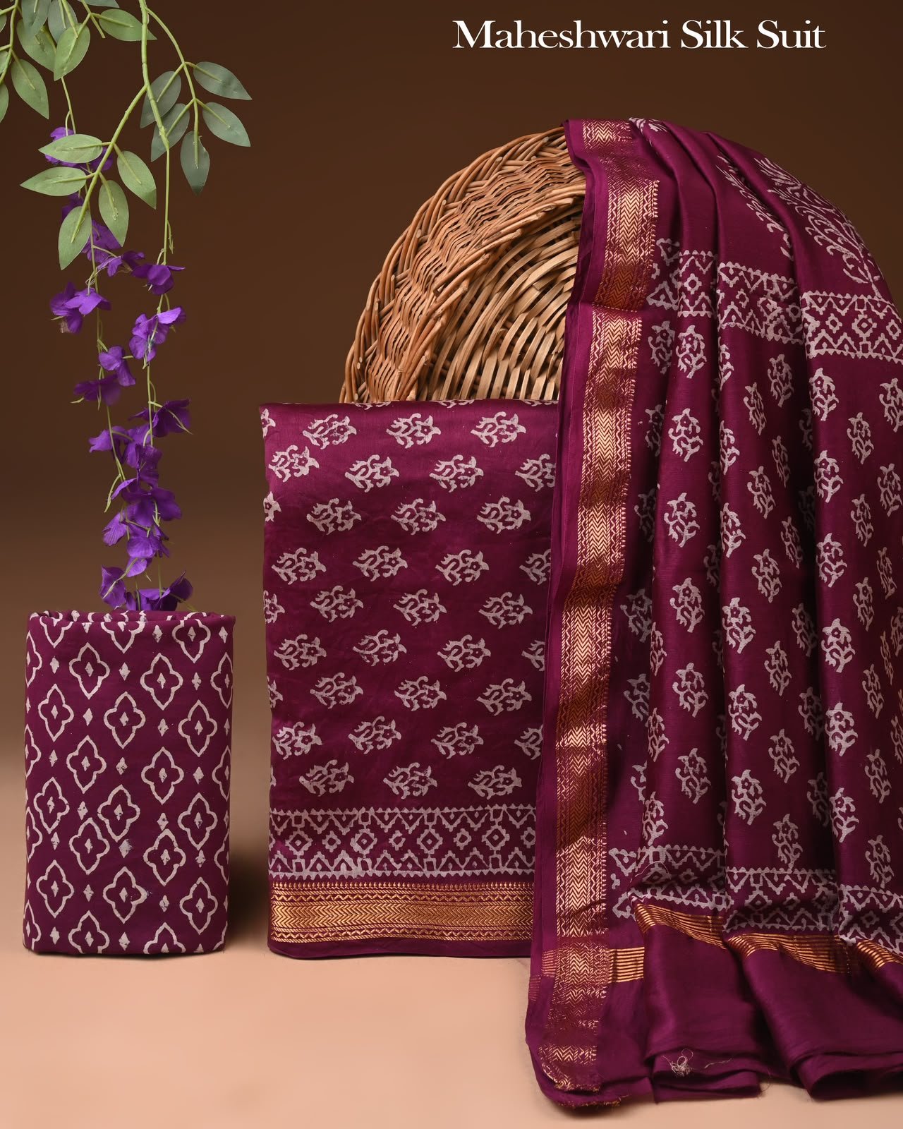 Maheshwari Block Printed Suit