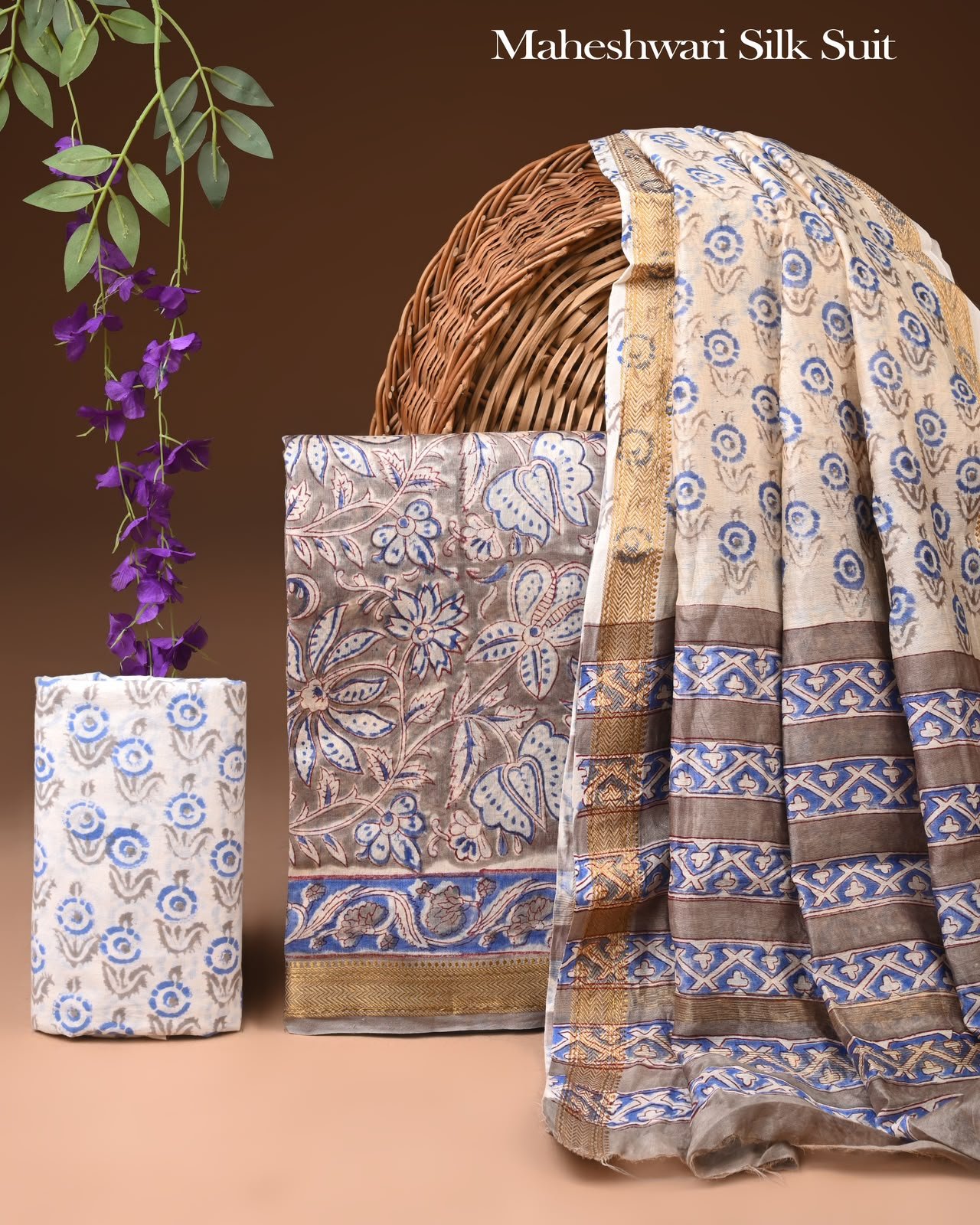 Maheshwari Block Printed Suit