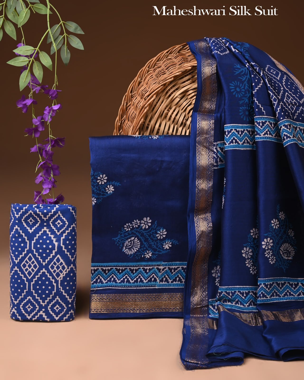 Maheshwari Block Printed Suit