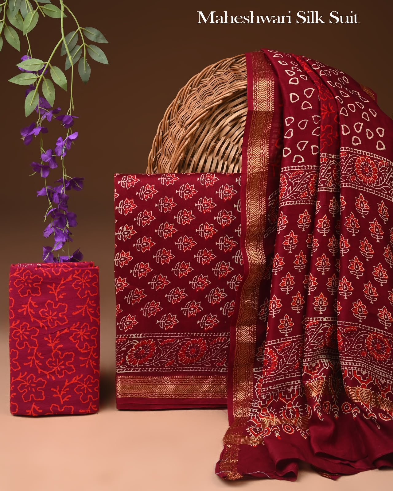 Maheshwari Block Printed Suit