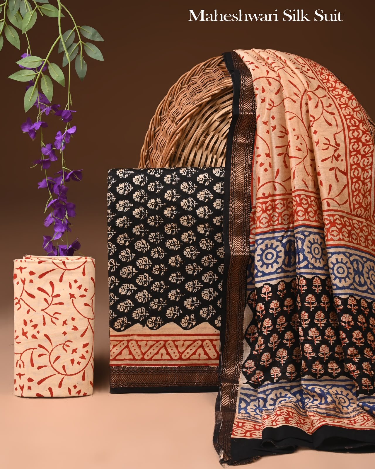 Maheshwari Block Printed Suit