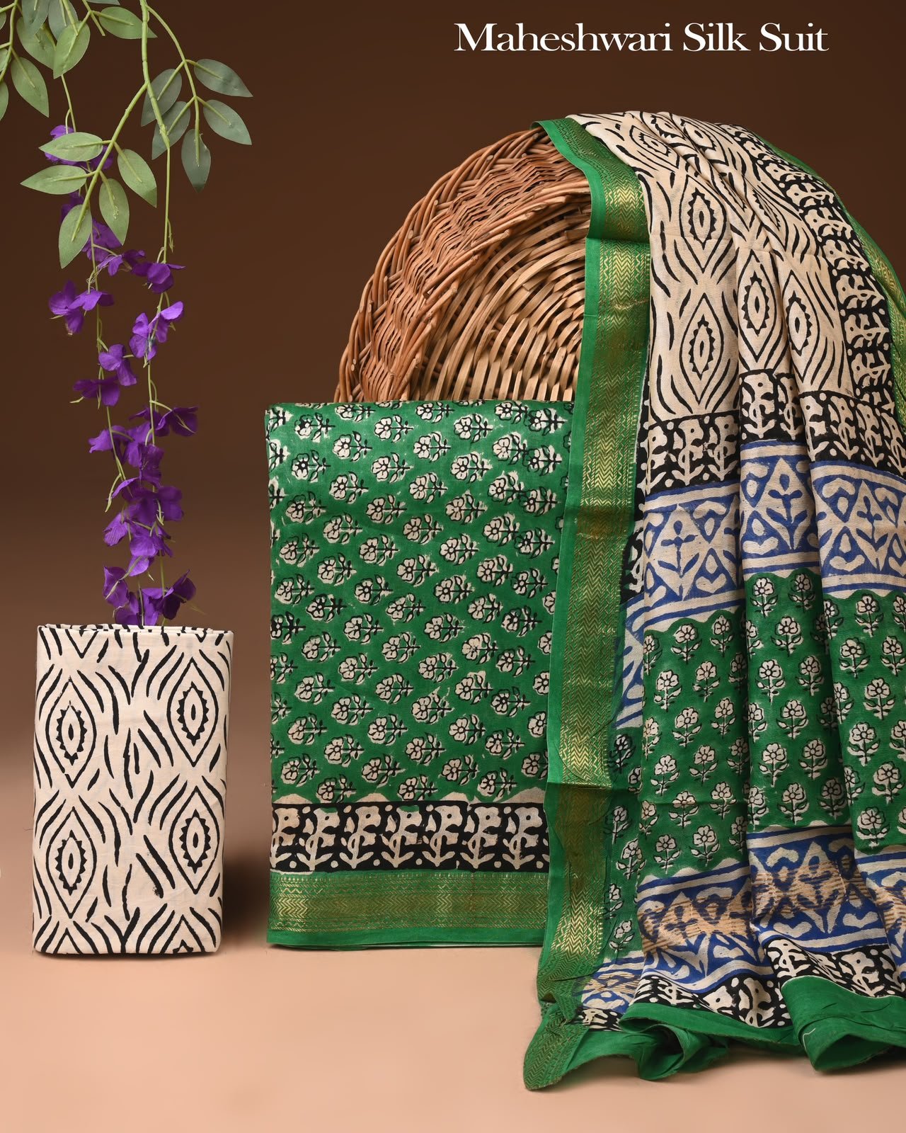 Maheshwari Block Printed Suit