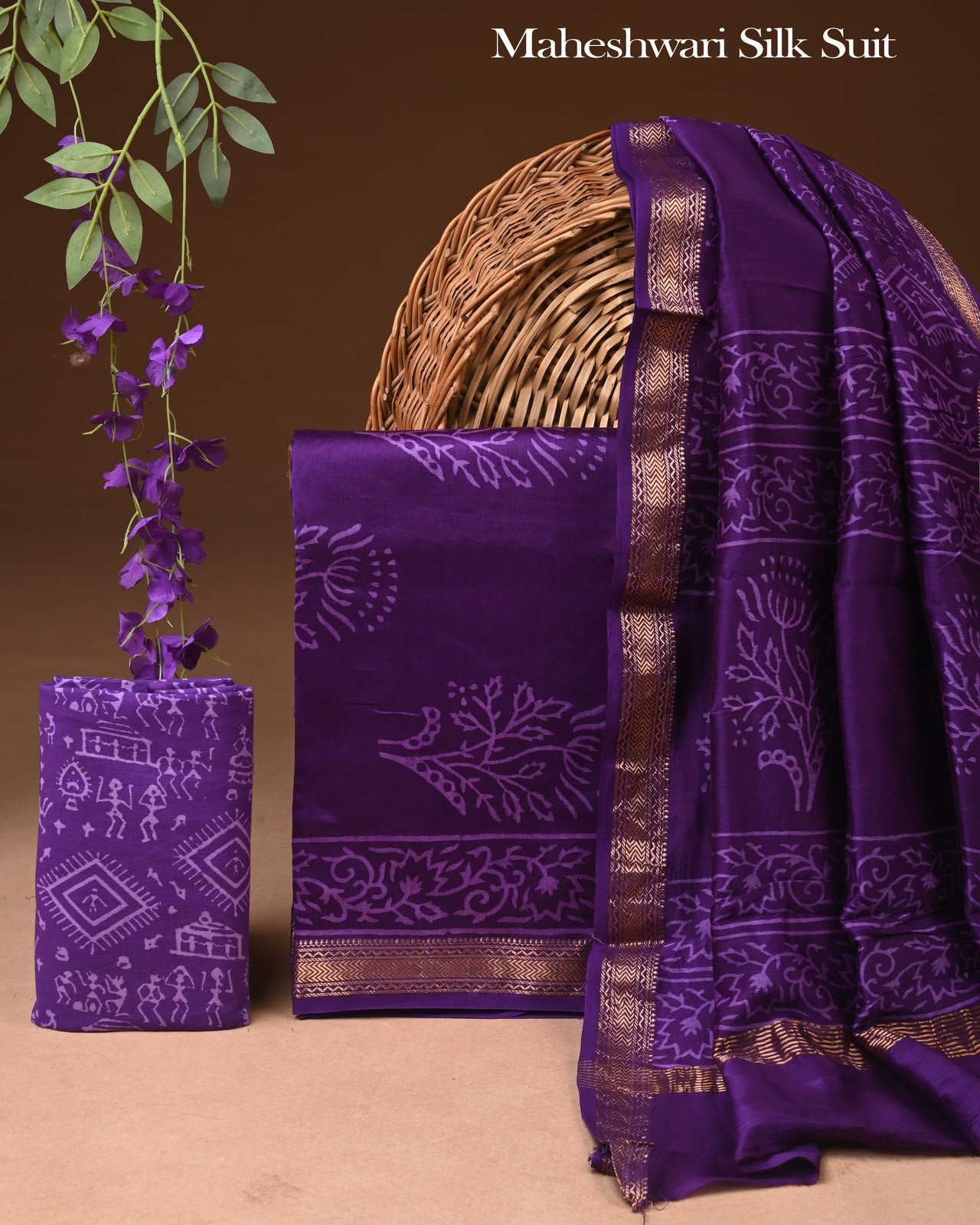 Maheshwari Block Printed Suit