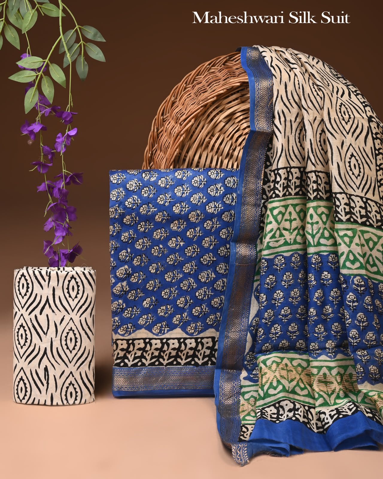 Maheshwari Block Printed Suit
