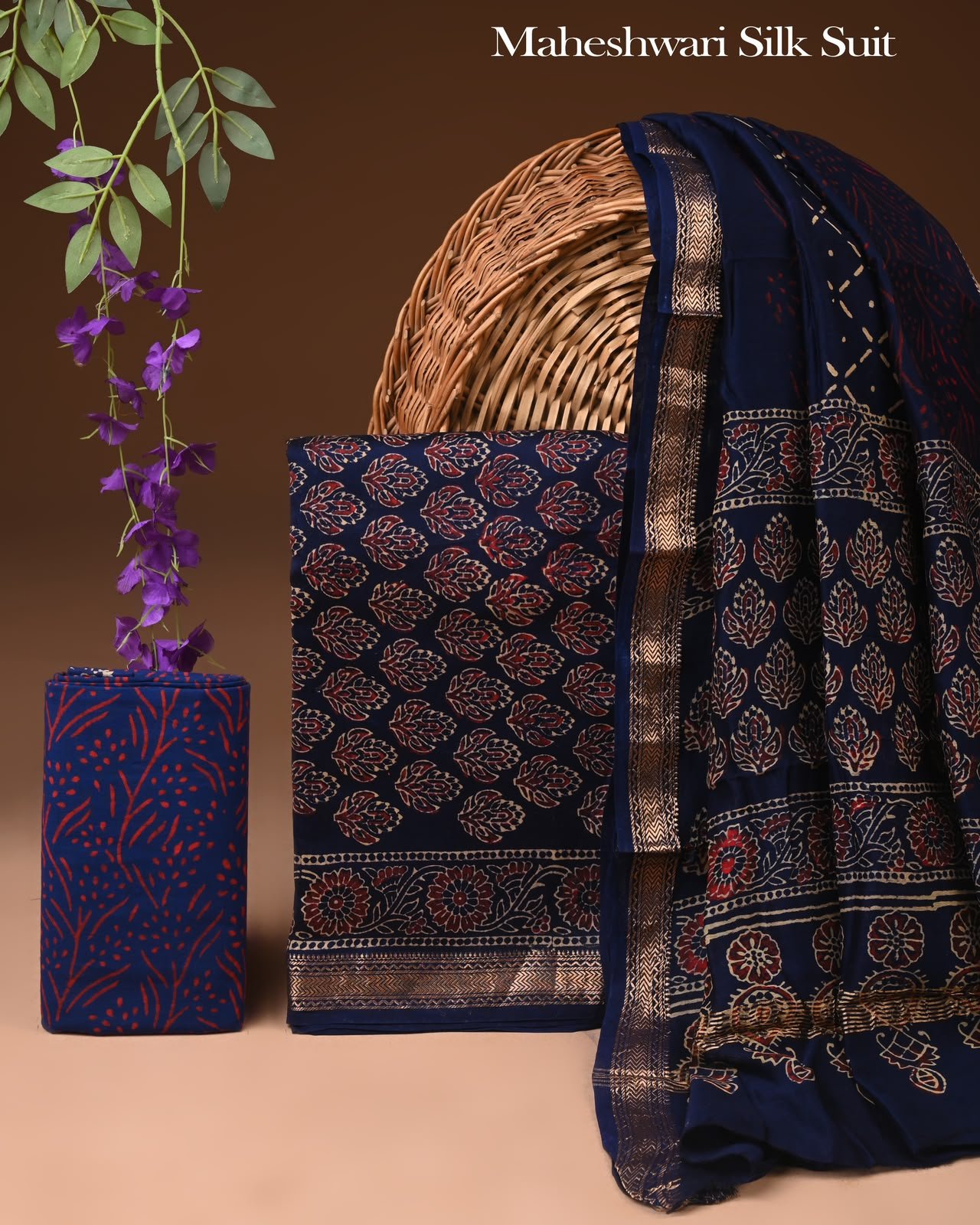 Maheshwari Block Printed Suit
