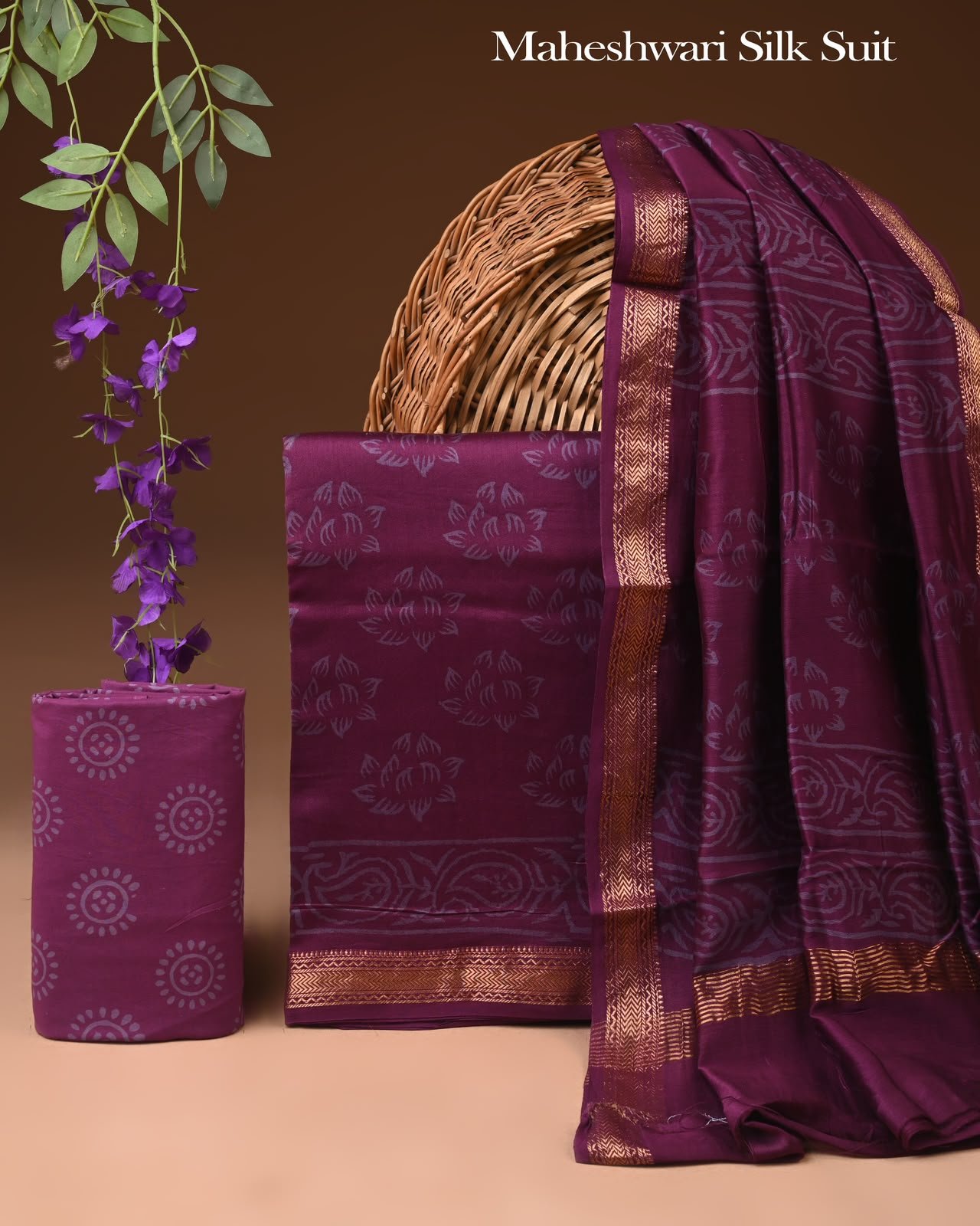 Maheshwari Block Printed Suit
