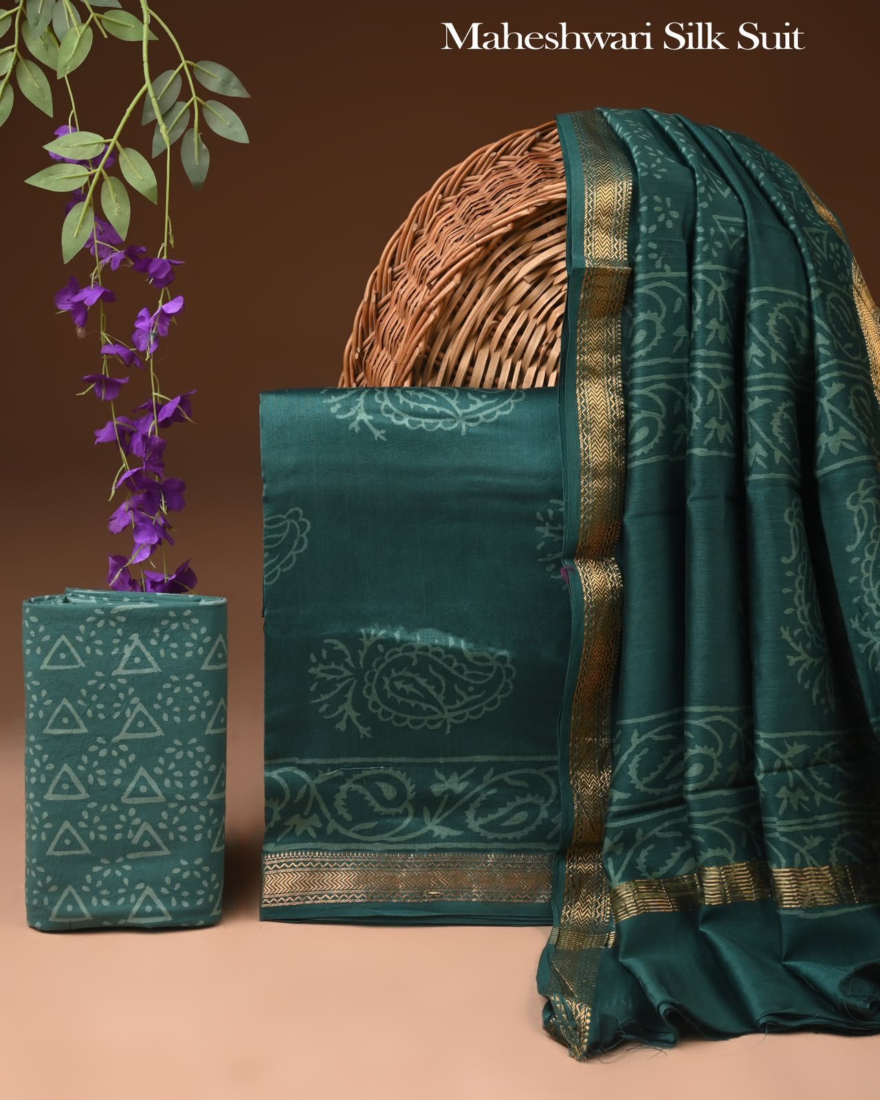 Maheshwari Block Printed Suit