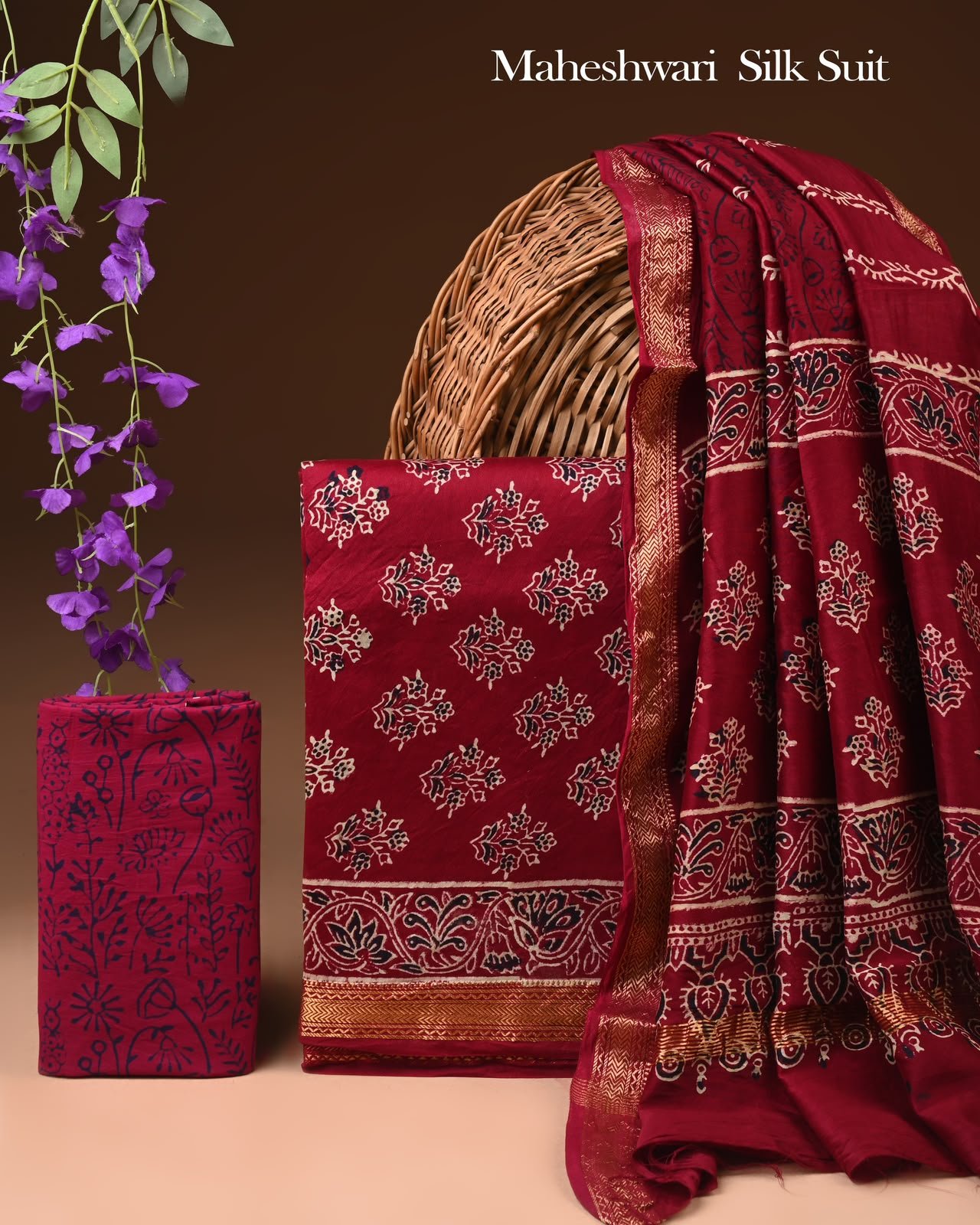 Maheshwari Block Printed Suit