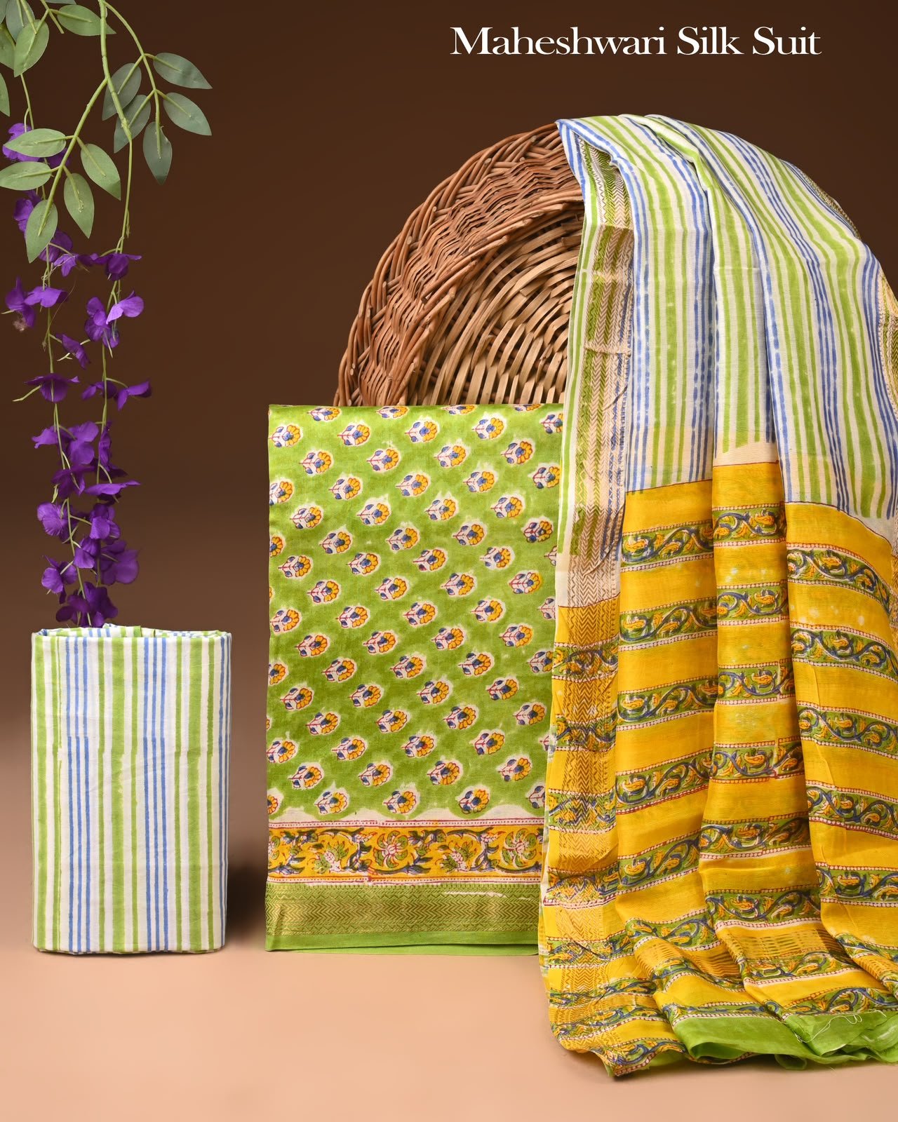 Maheshwari Block Printed Suit