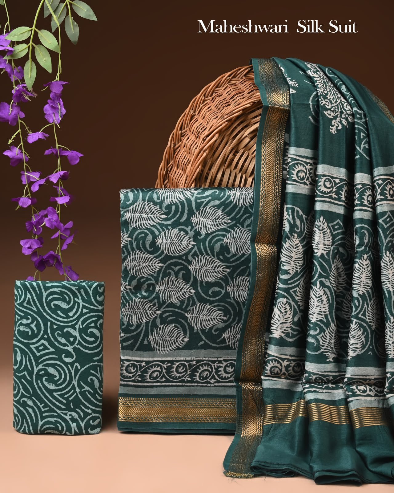 Maheshwari Block Printed Suit
