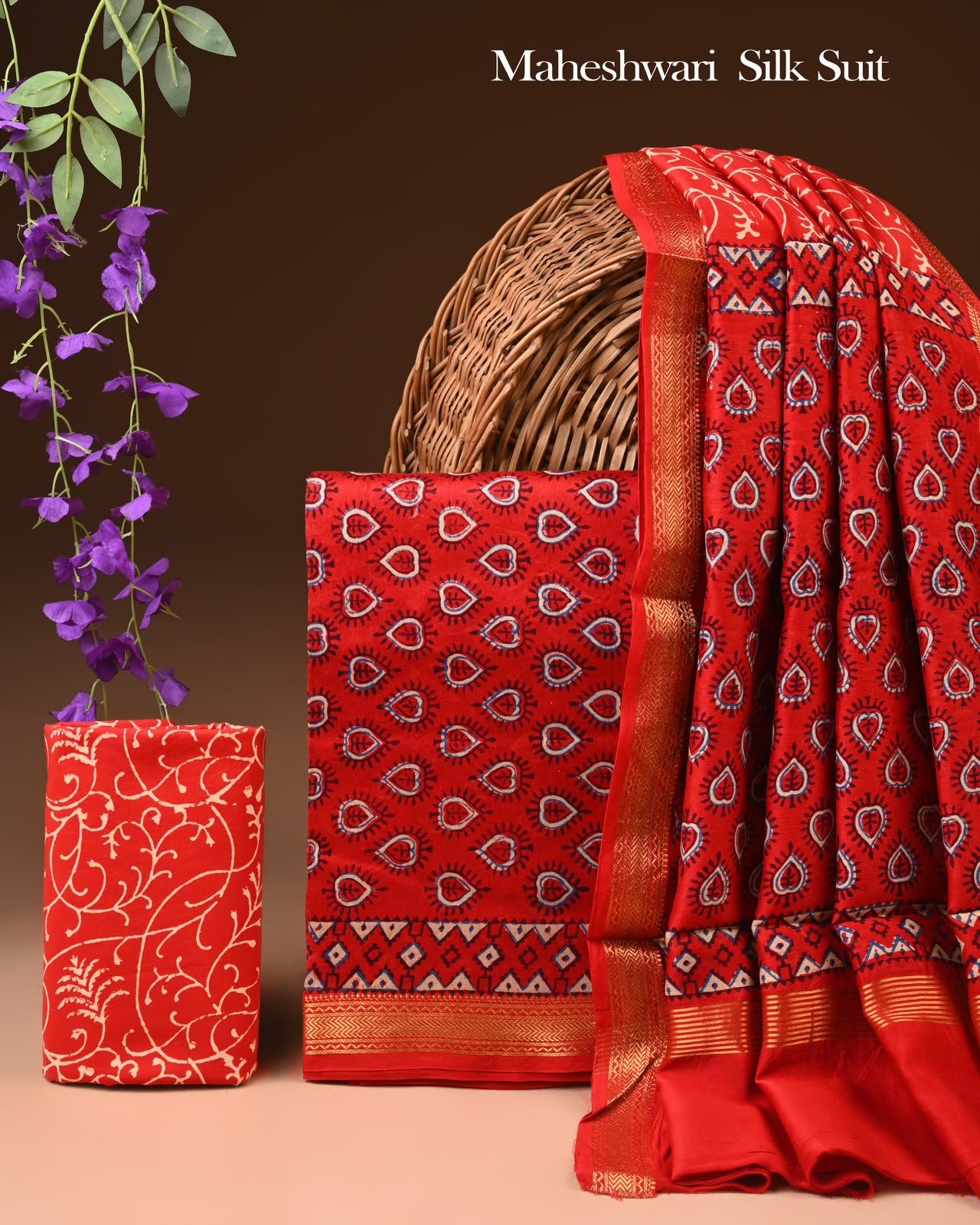 Maheshwari Block Printed Suit