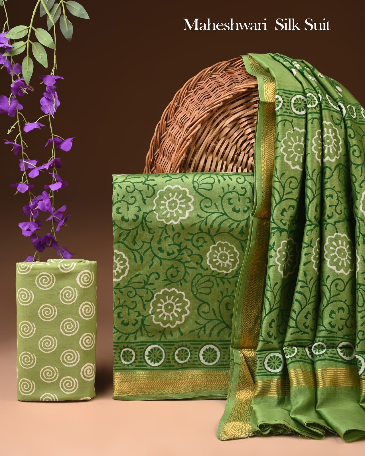 Maheshwari Block Printed Suit