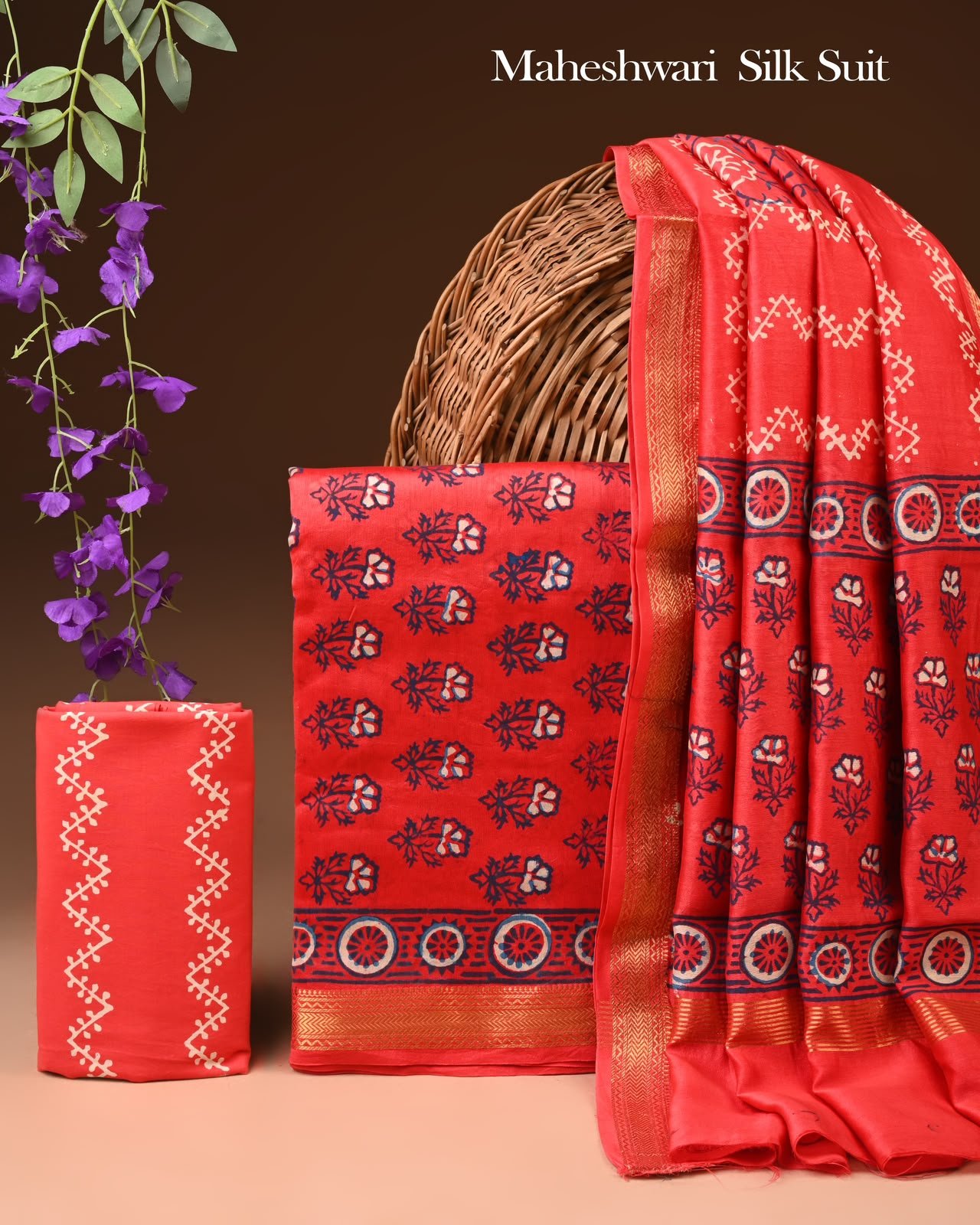 Maheshwari Block Printed Suit