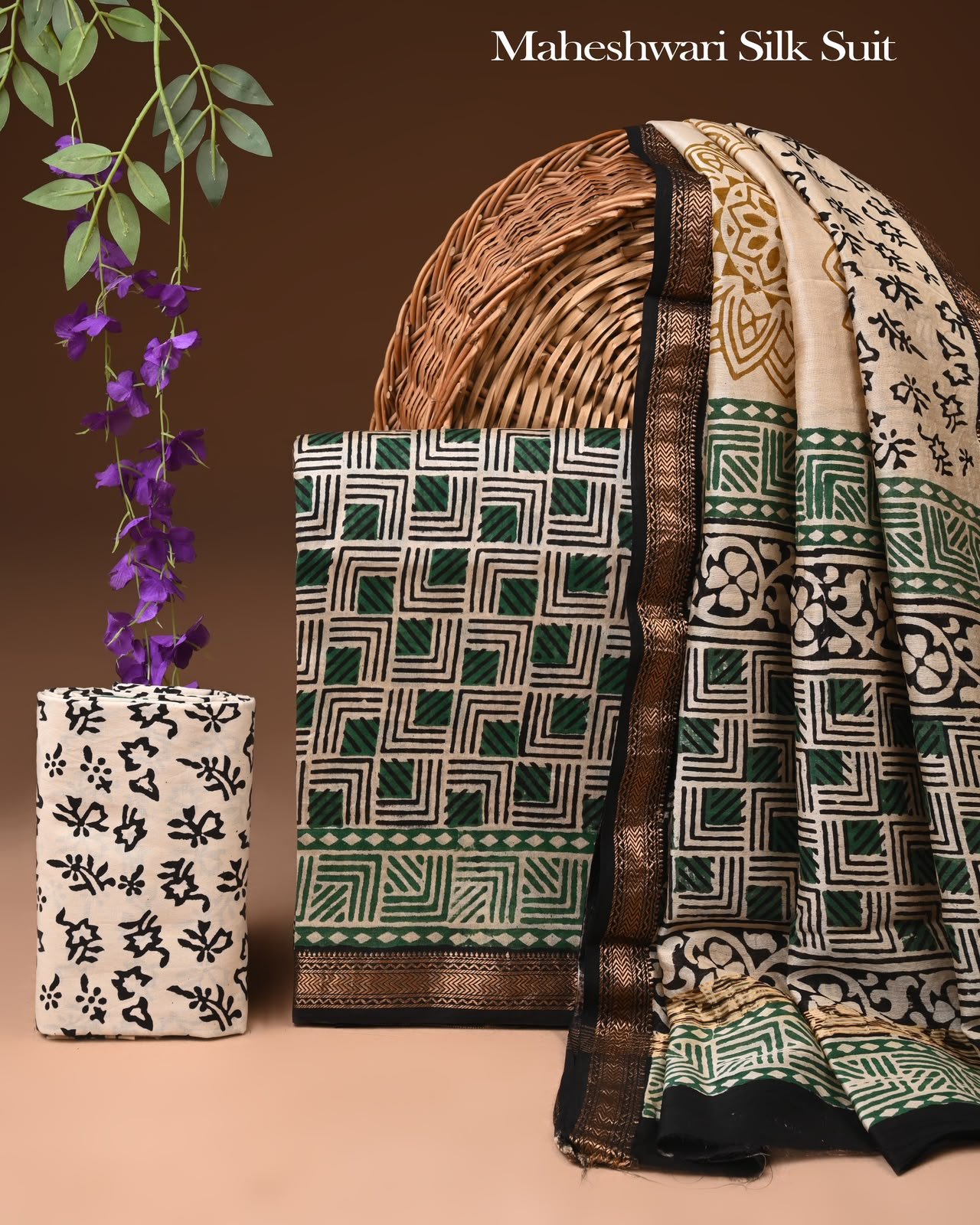 Maheshwari Block Printed Suit