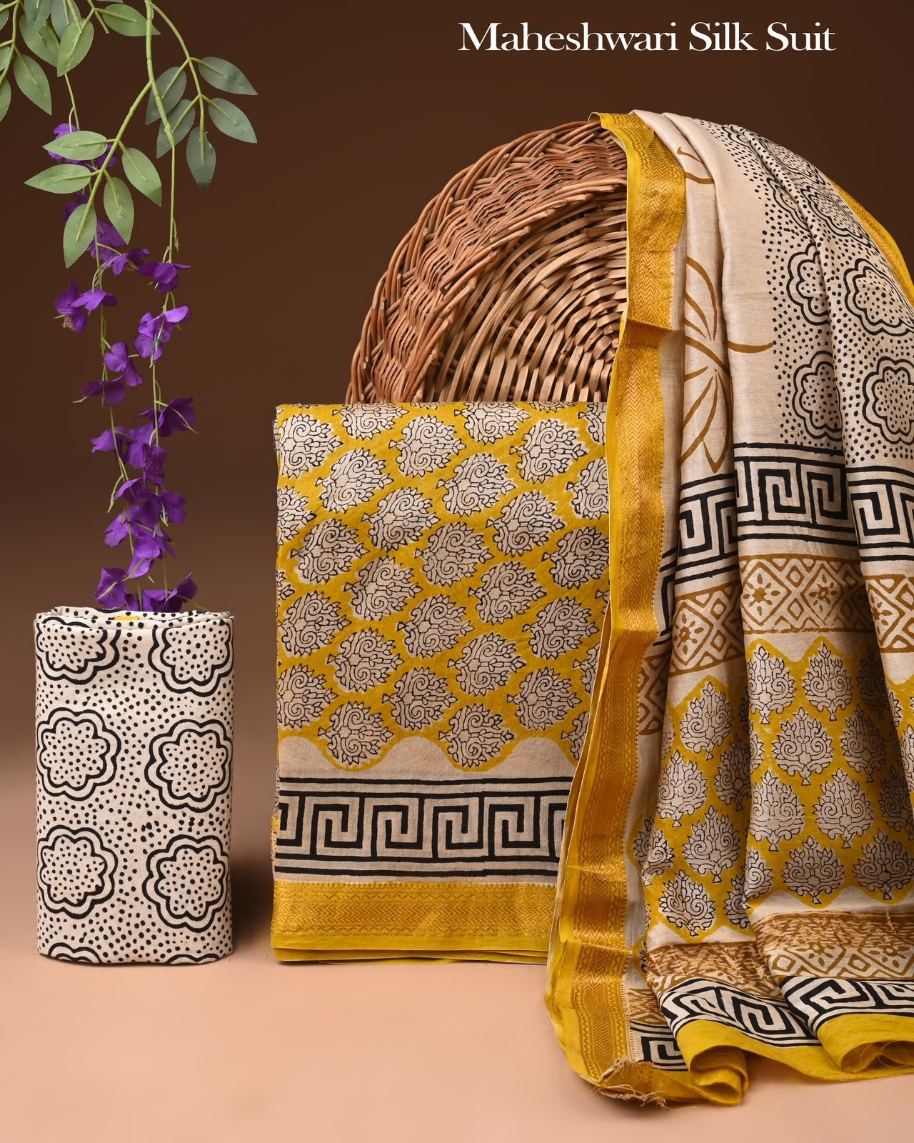 Maheshwari Block Printed Suit
