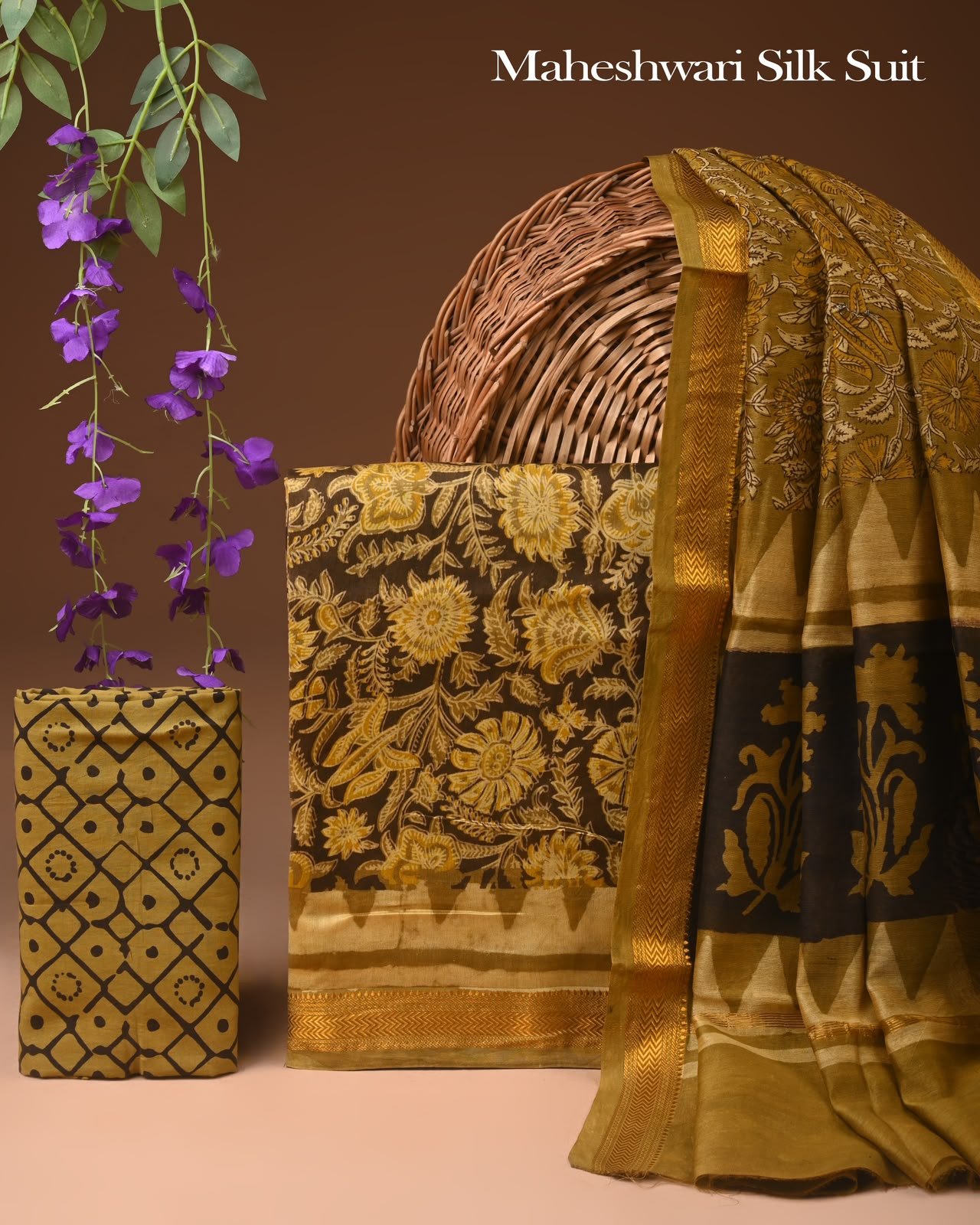 Maheshwari Block Printed Suit
