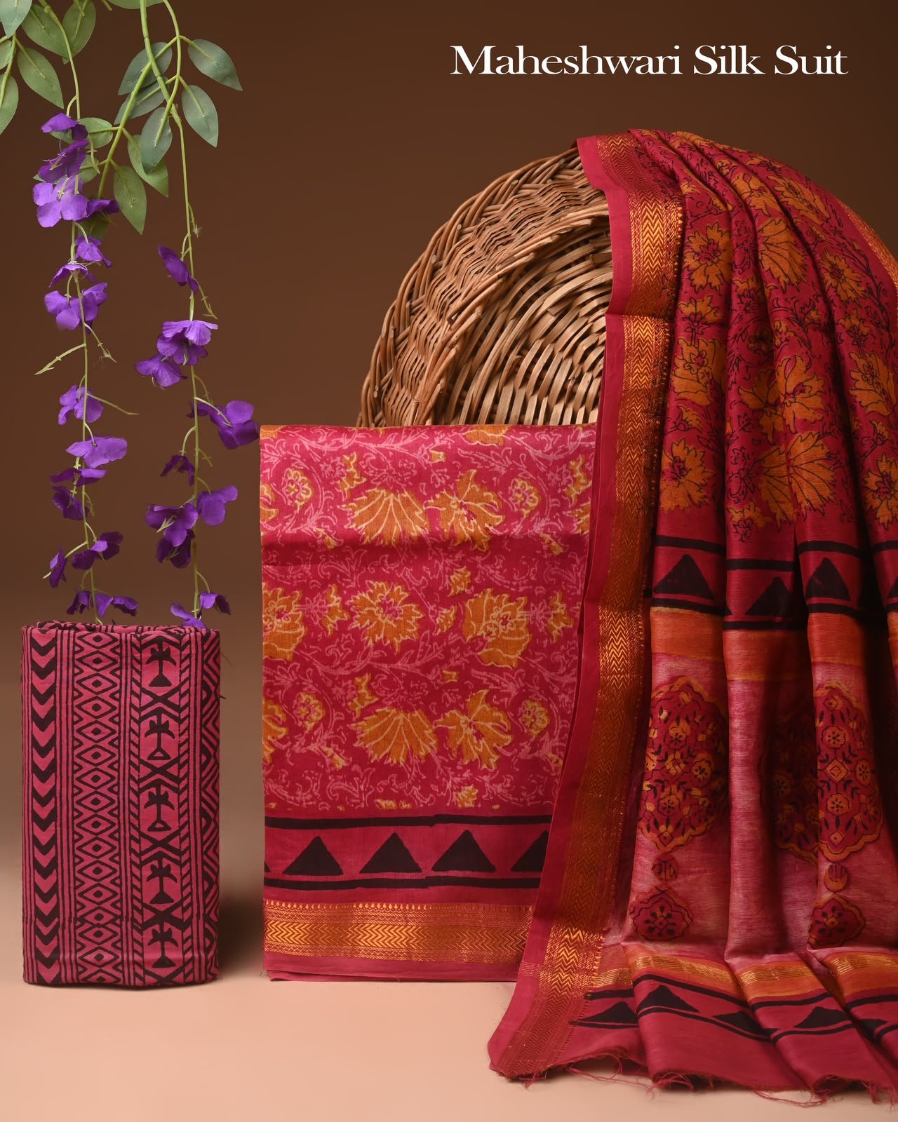 Maheshwari Block Printed Suit