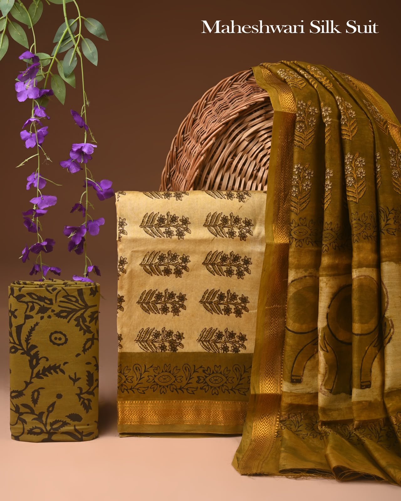 Maheshwari Block Printed Suit