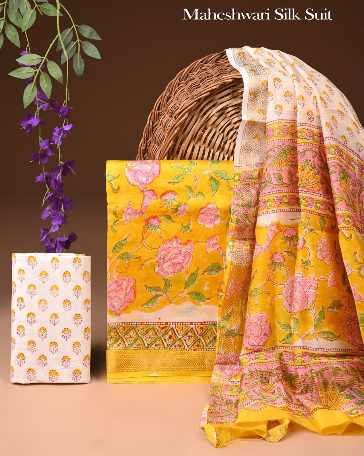 Maheshwari Block Printed Suit