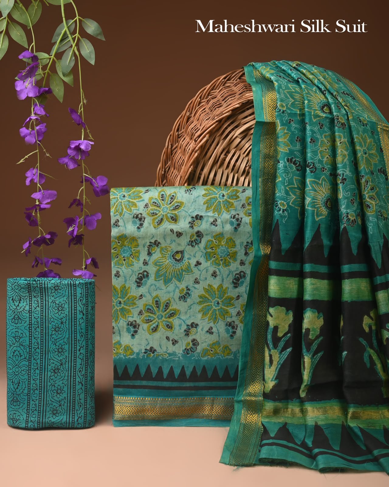 Maheshwari Block Printed Suit