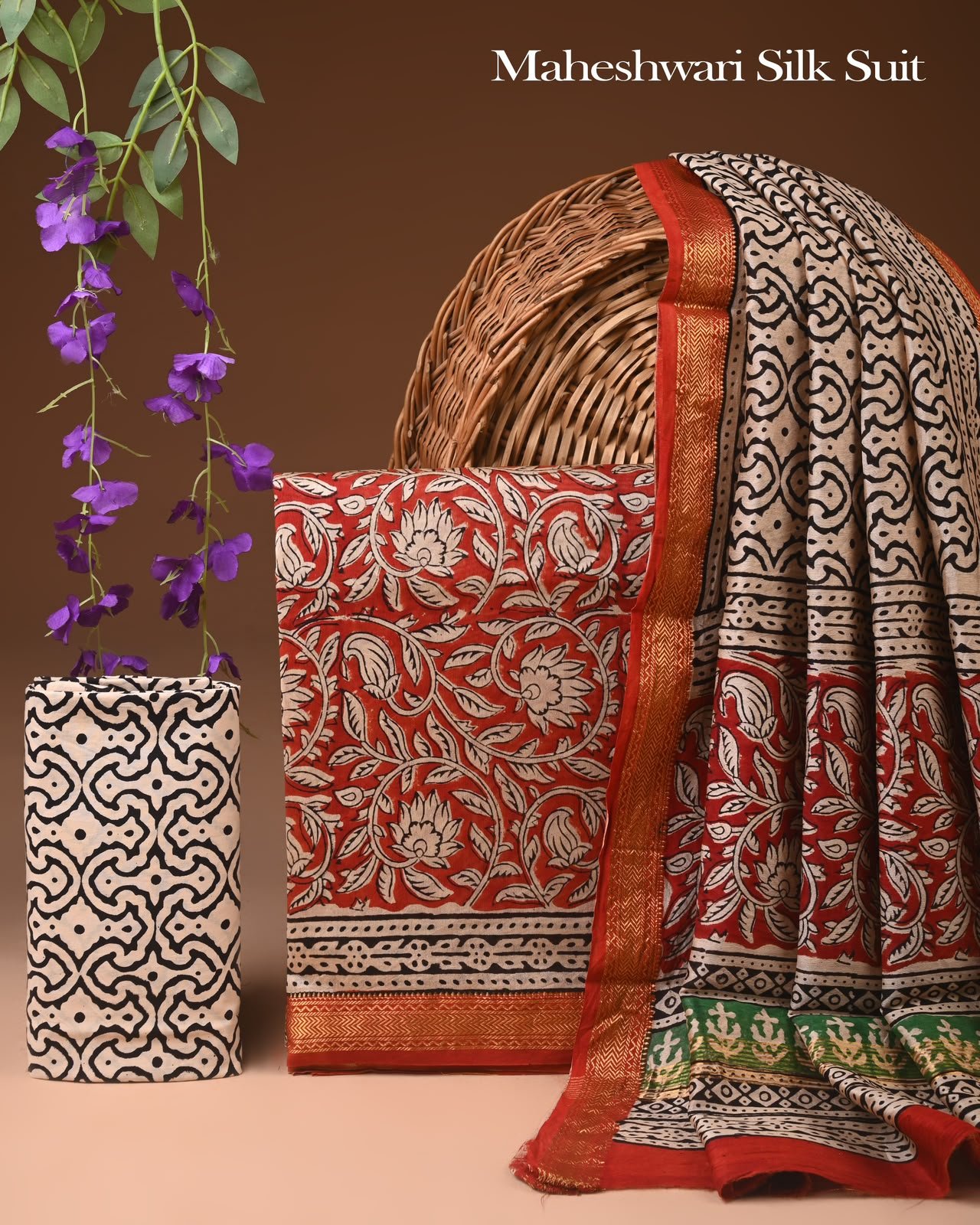 Maheshwari Block Printed Suit