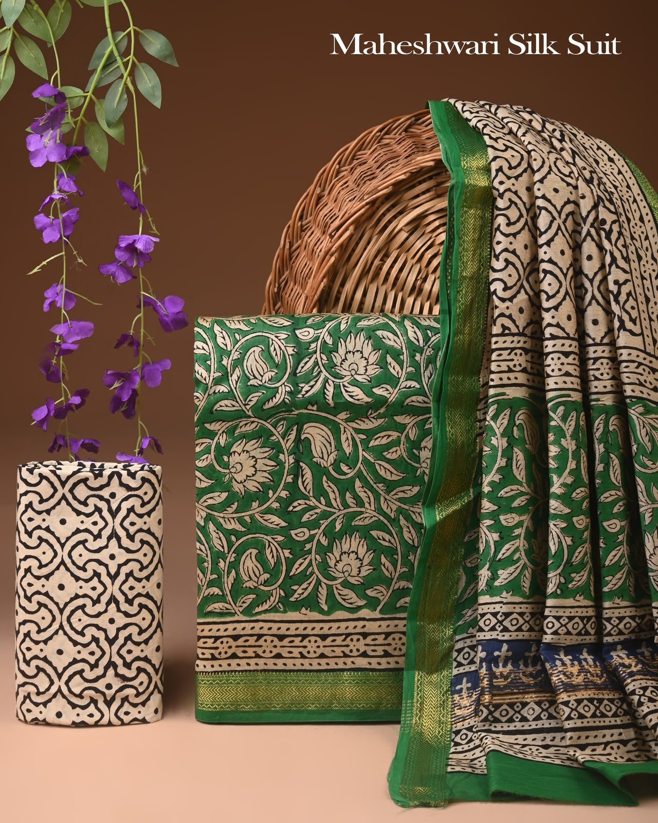 Maheshwari Block Printed Suit