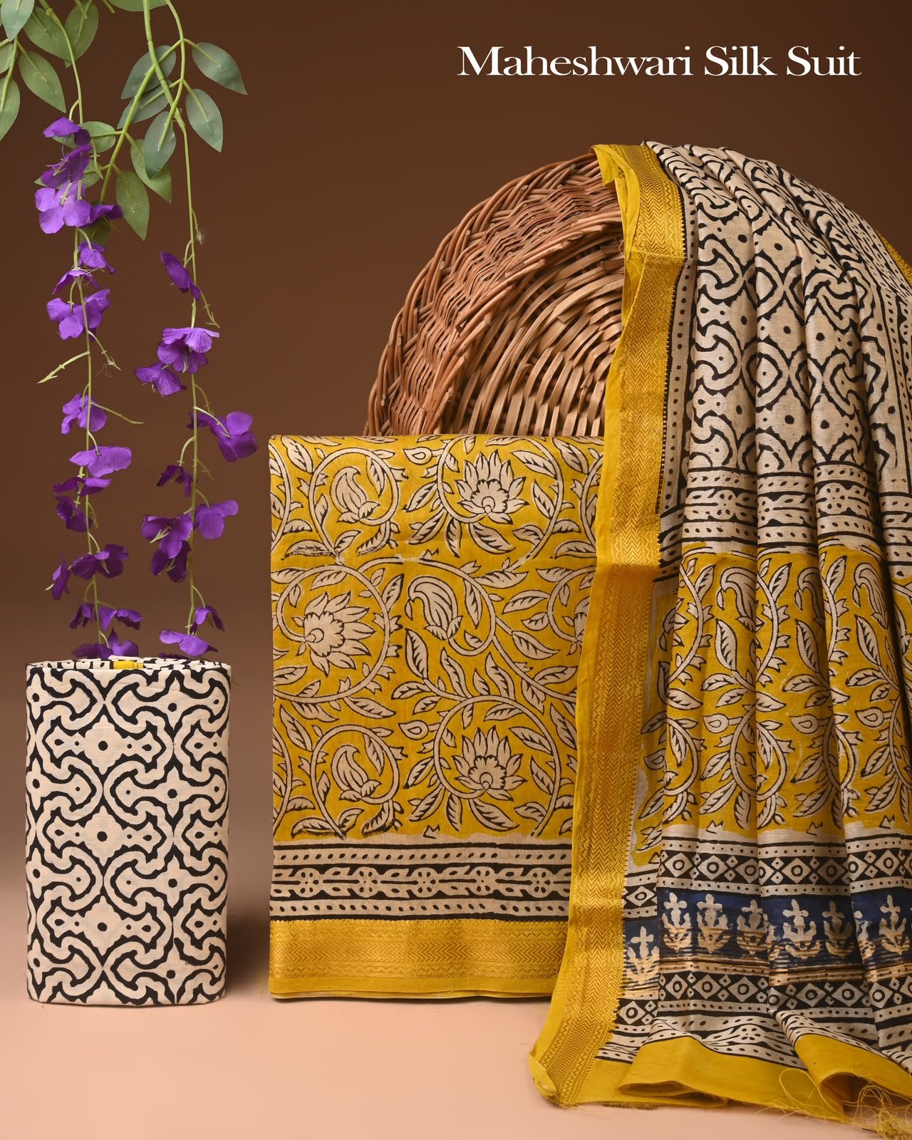 Maheshwari Block Printed Suit