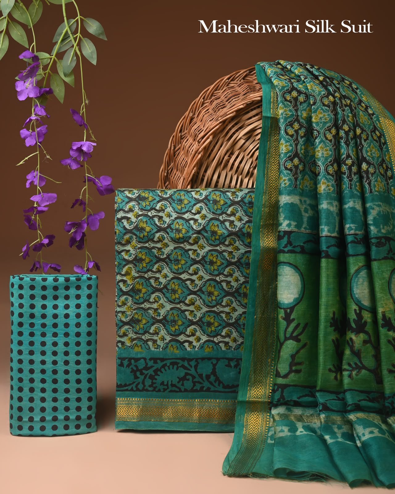 Maheshwari Block Printed Suit