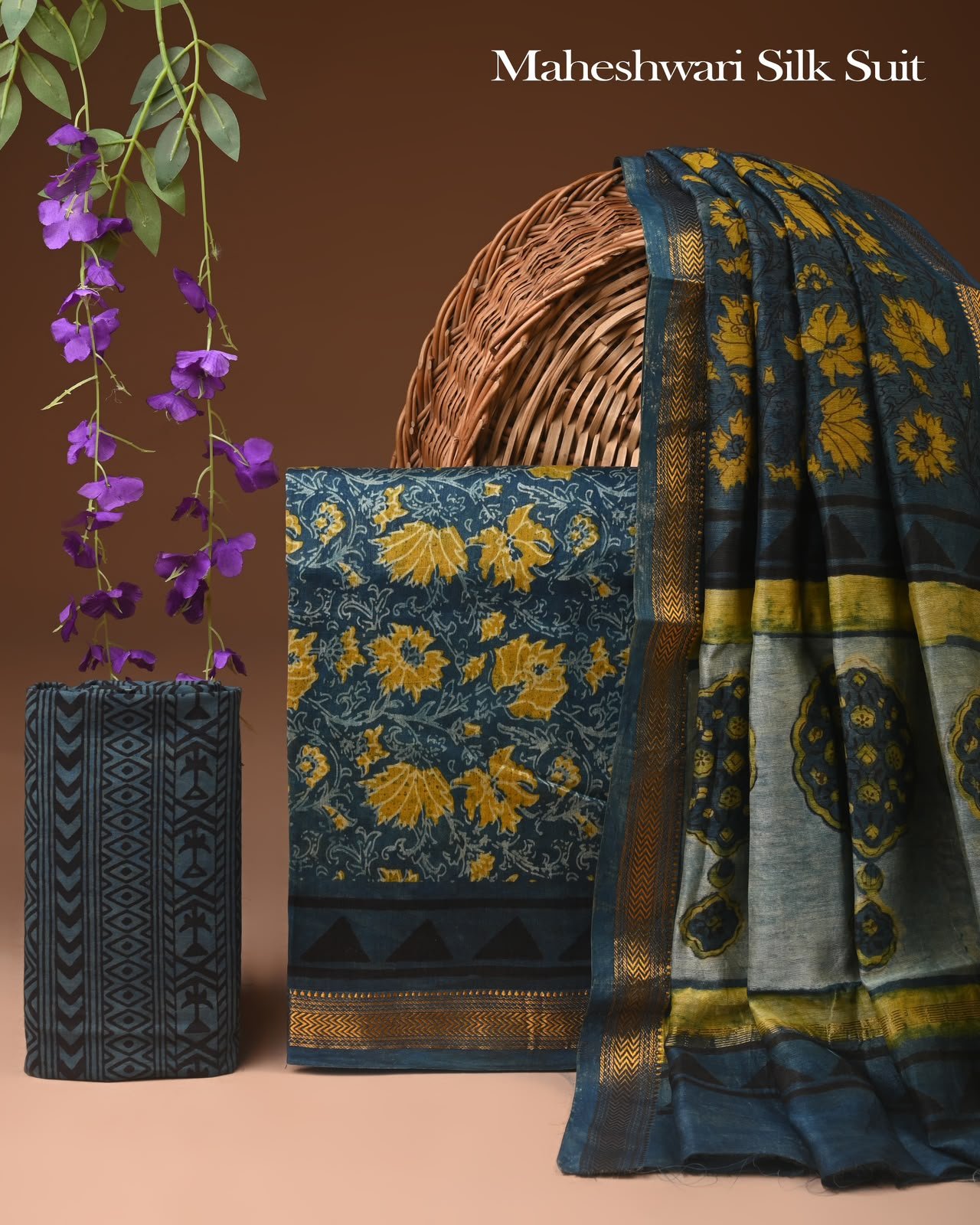 Maheshwari Block Printed Suit