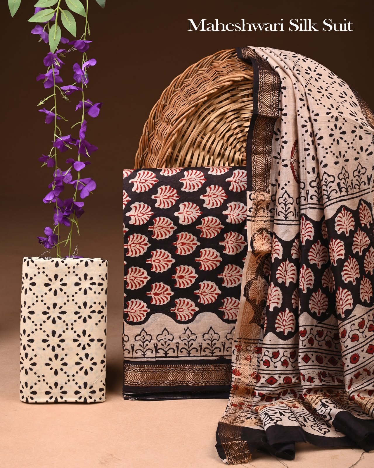 Maheshwari Block Printed Suit