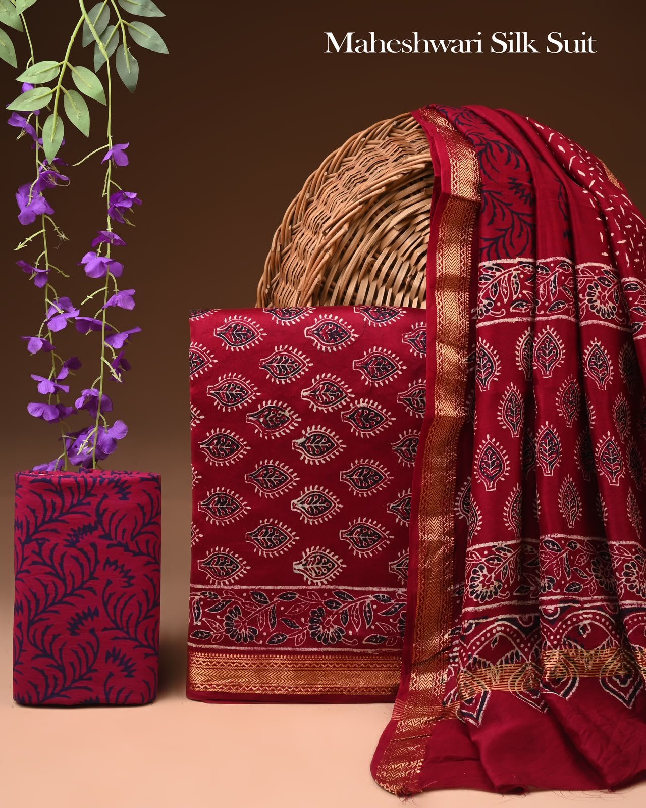Maheshwari Block Printed Suit