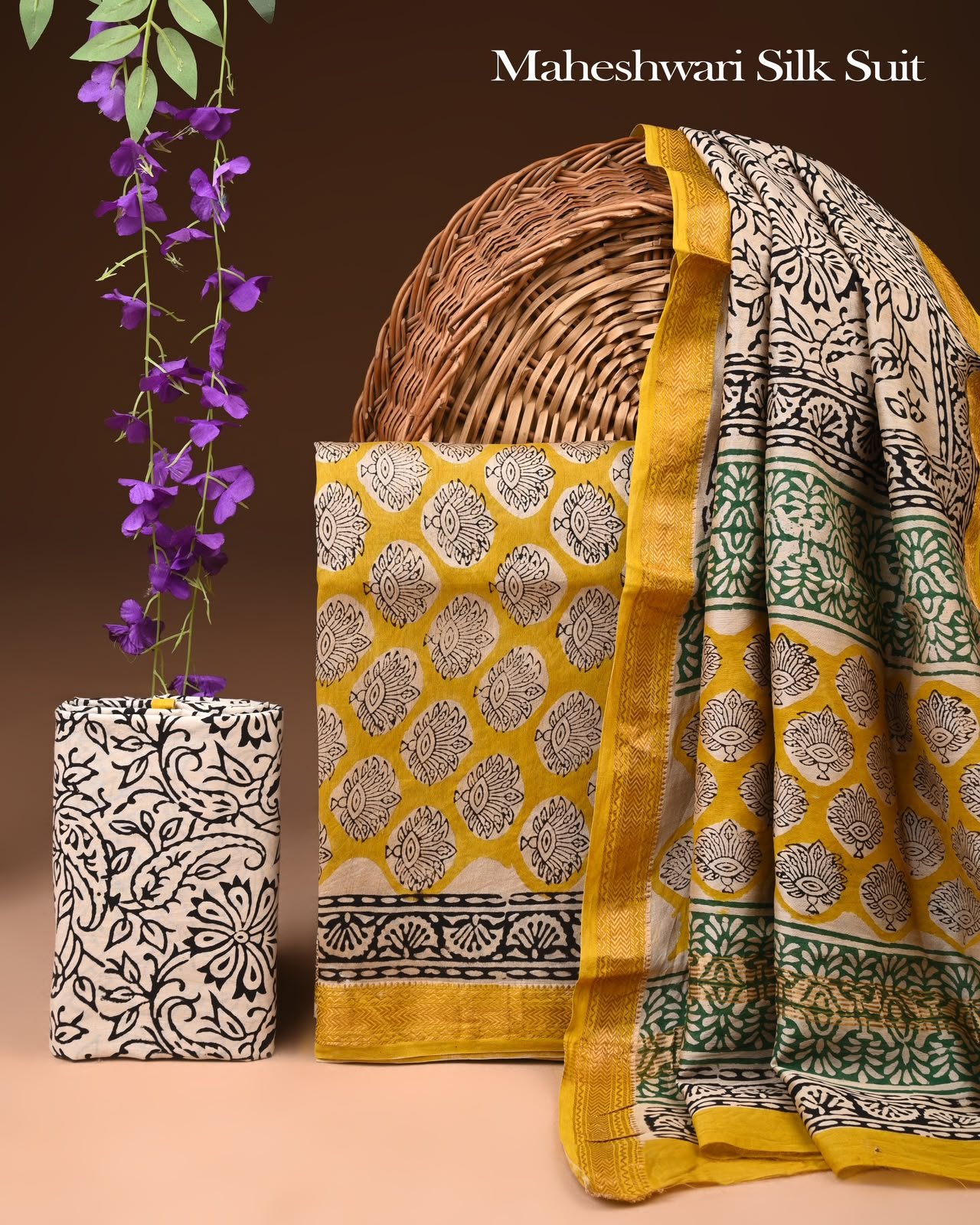 Maheshwari Block Printed Suit
