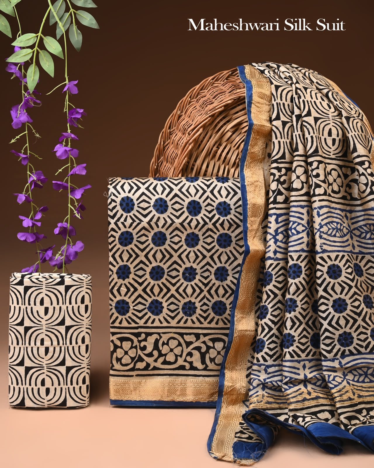 Maheshwari Block Printed Suit
