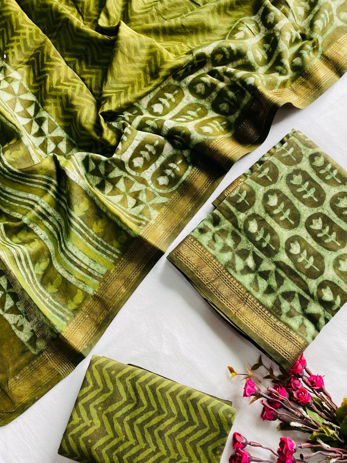 Maheshwari Hand Block Printed Suit