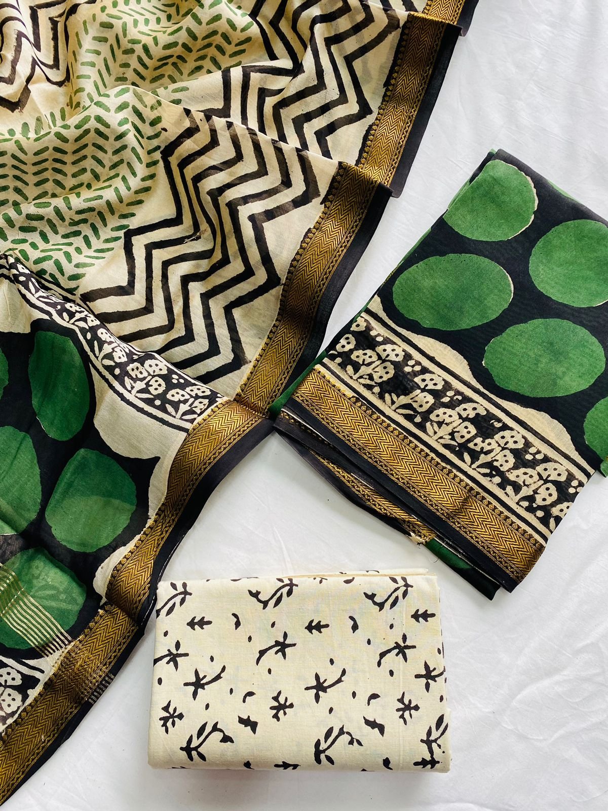 Maheshwari Hand Block Printed Suit