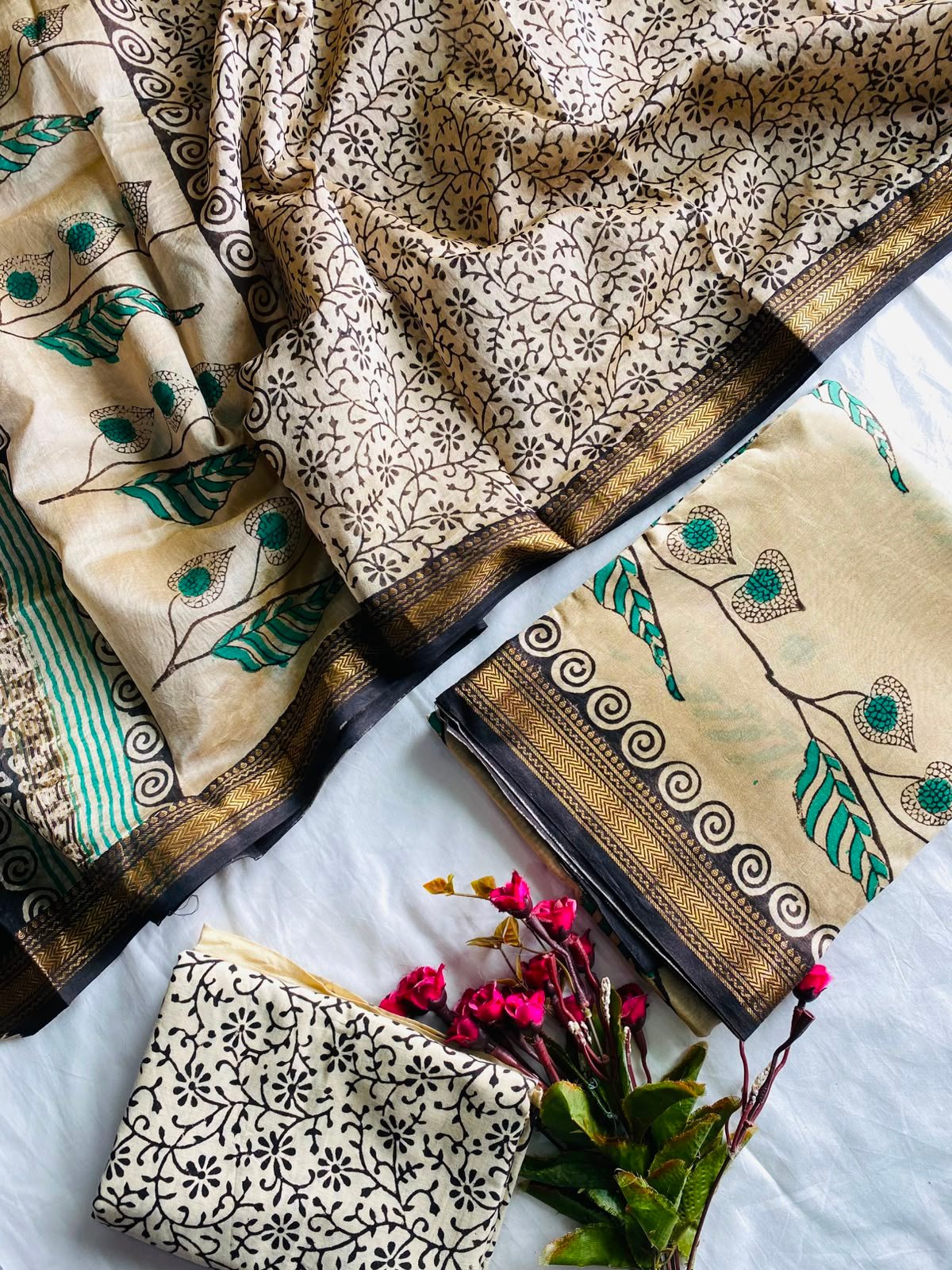 Maheshwari Hand Block Printed Suit