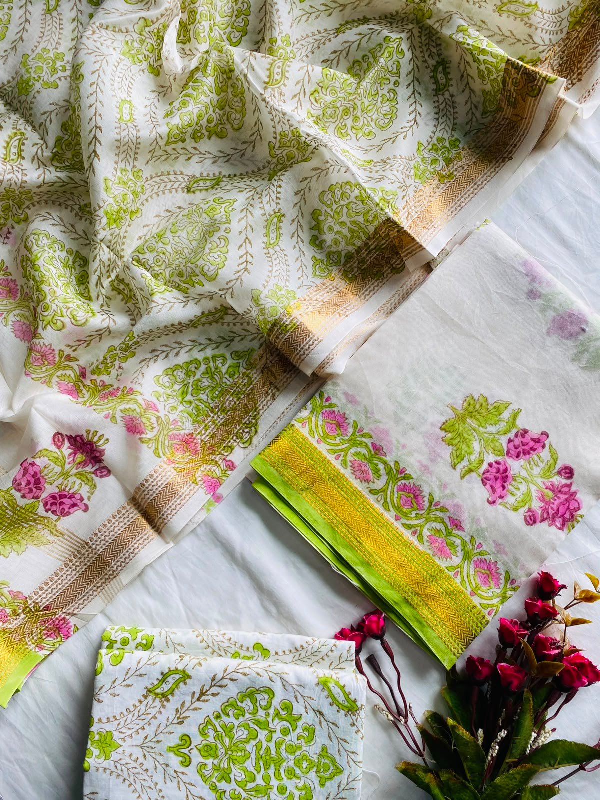 Maheshwari Hand Block Printed Suit