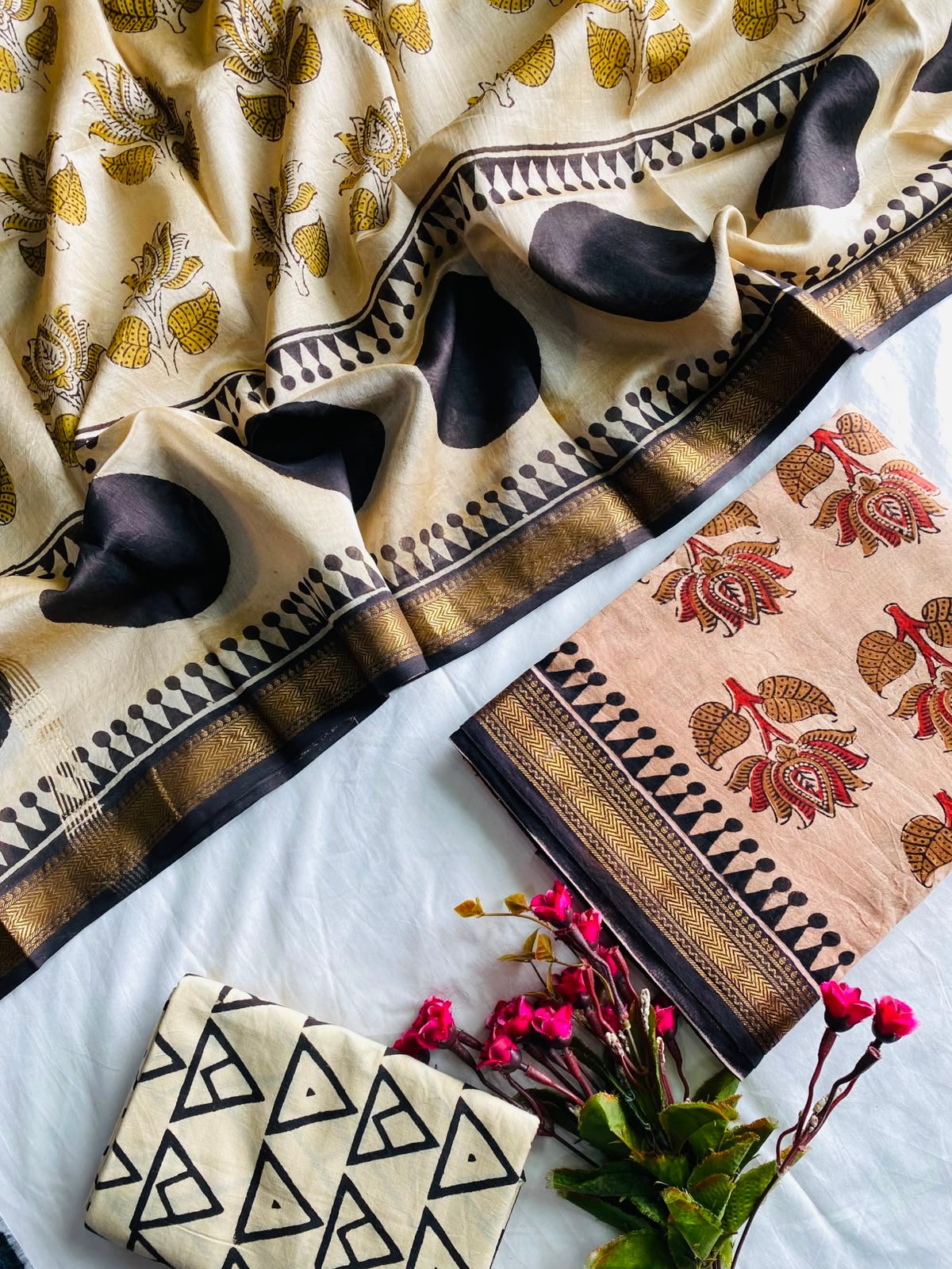 Maheshwari Hand Block Printed Suit