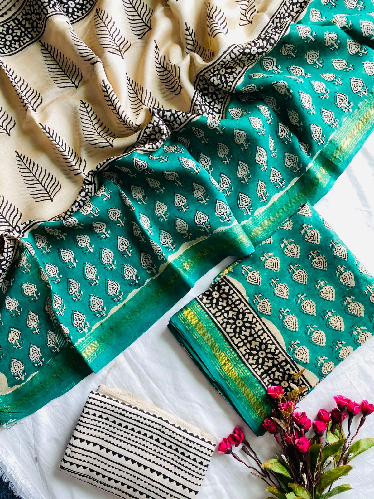 Maheshwari Hand Block Printed Suit