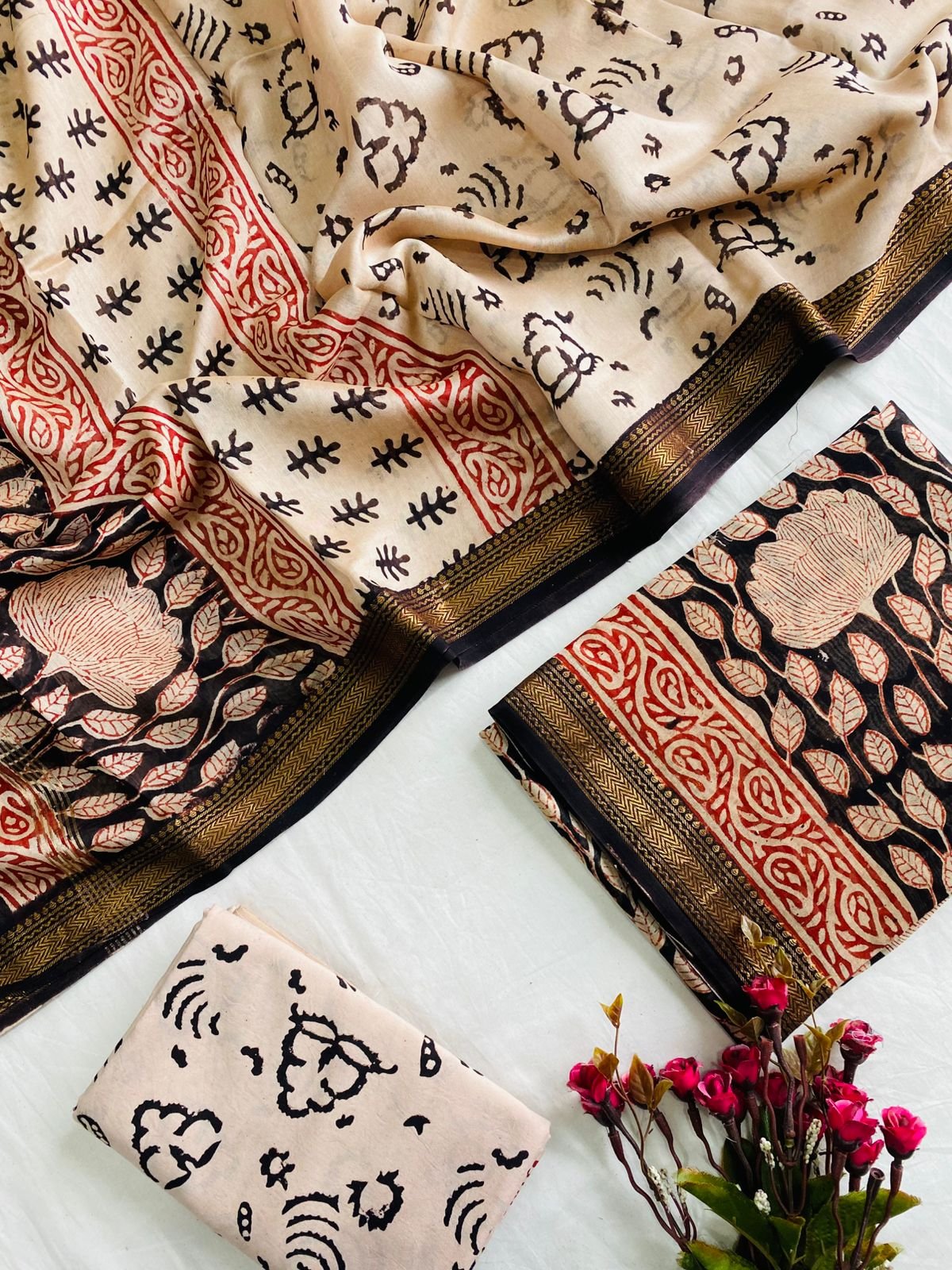 Maheshwari Hand Block Printed Suit