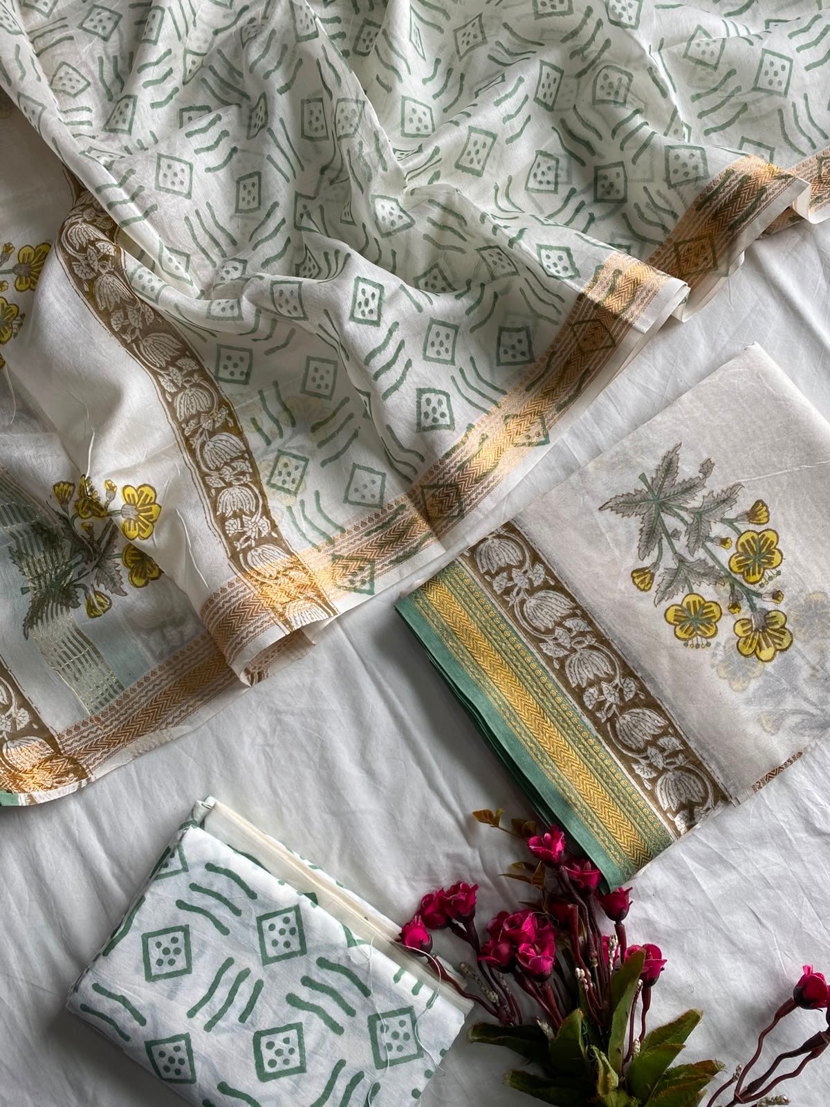 Maheshwari Hand Block Printed Suit
