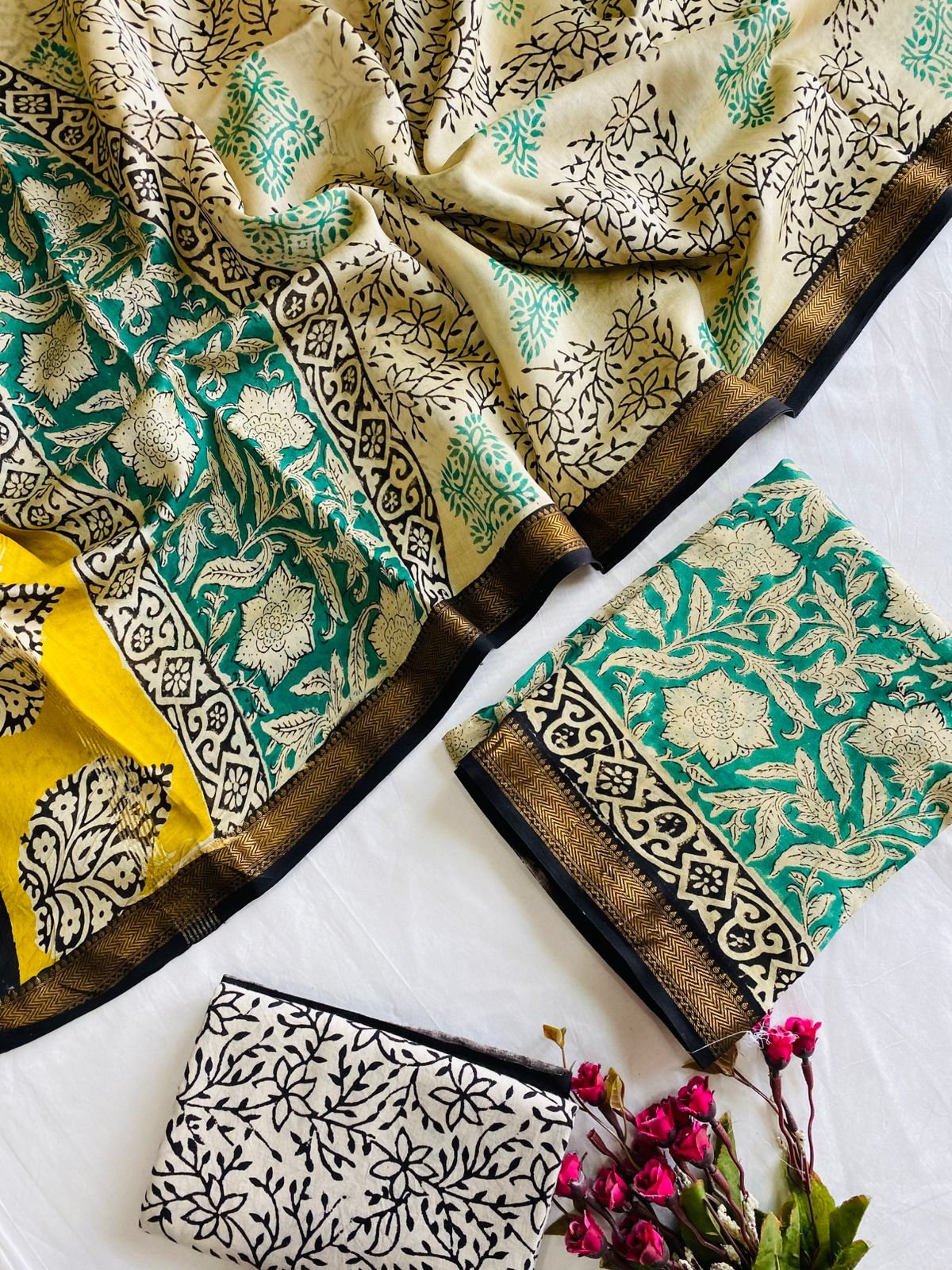 Maheshwari Hand Block Printed Suit