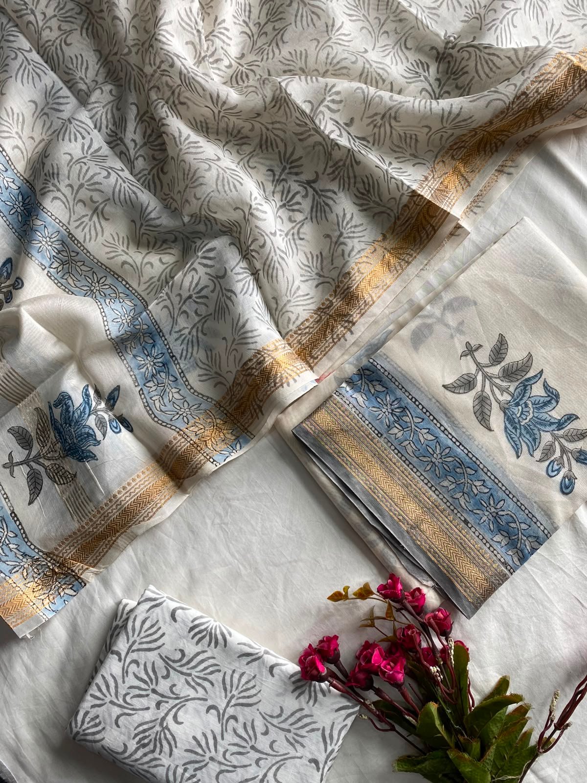 Maheshwari Hand Block Printed Suit