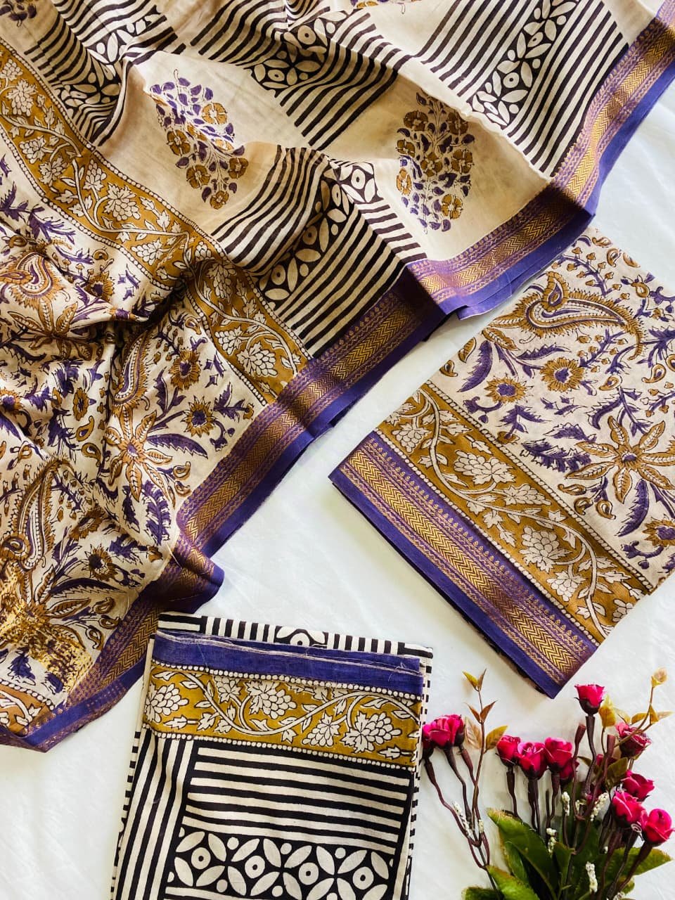 Maheshwari Hand Block Printed Suit